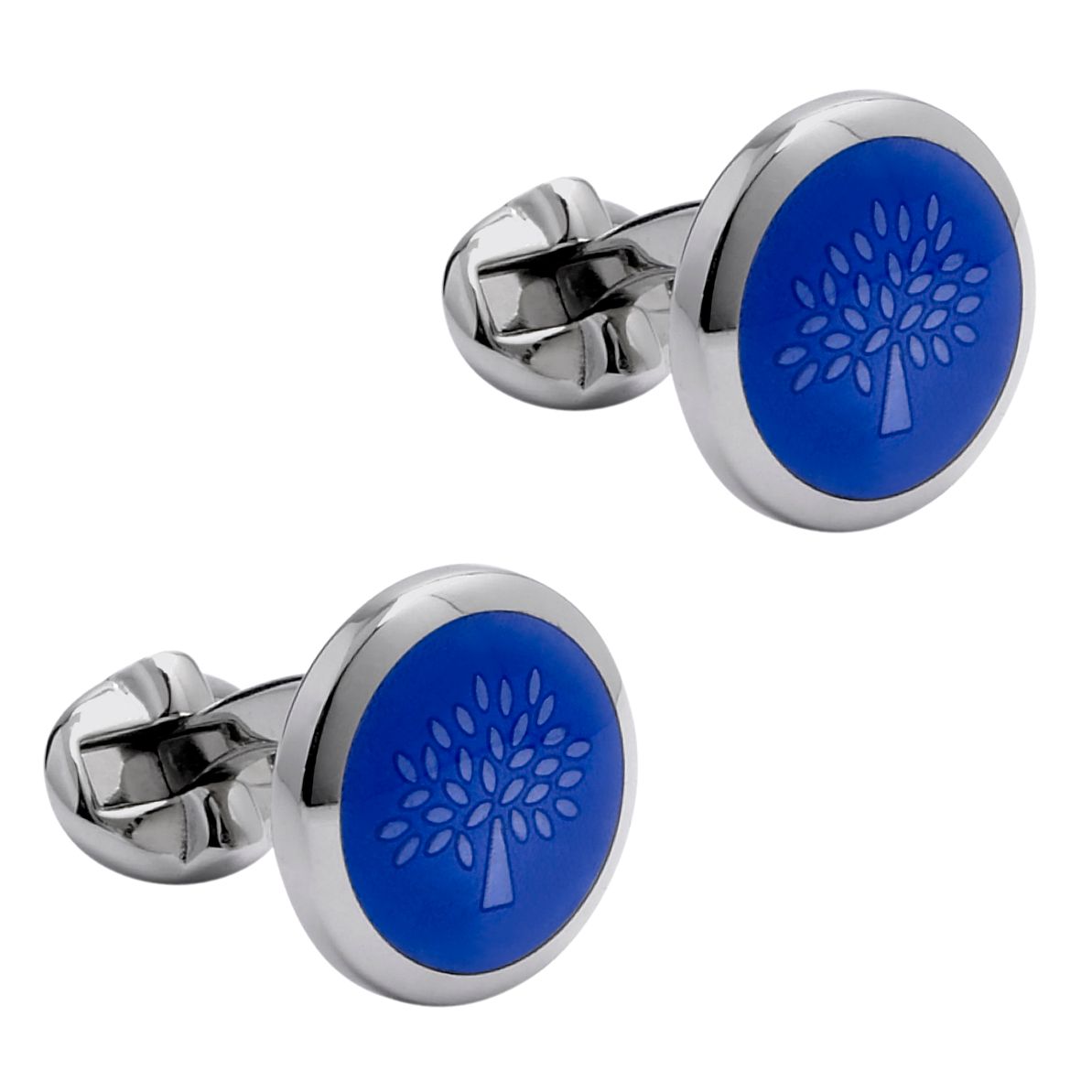 Mulberry Transparent Tree Cufflinks, Bright Blue