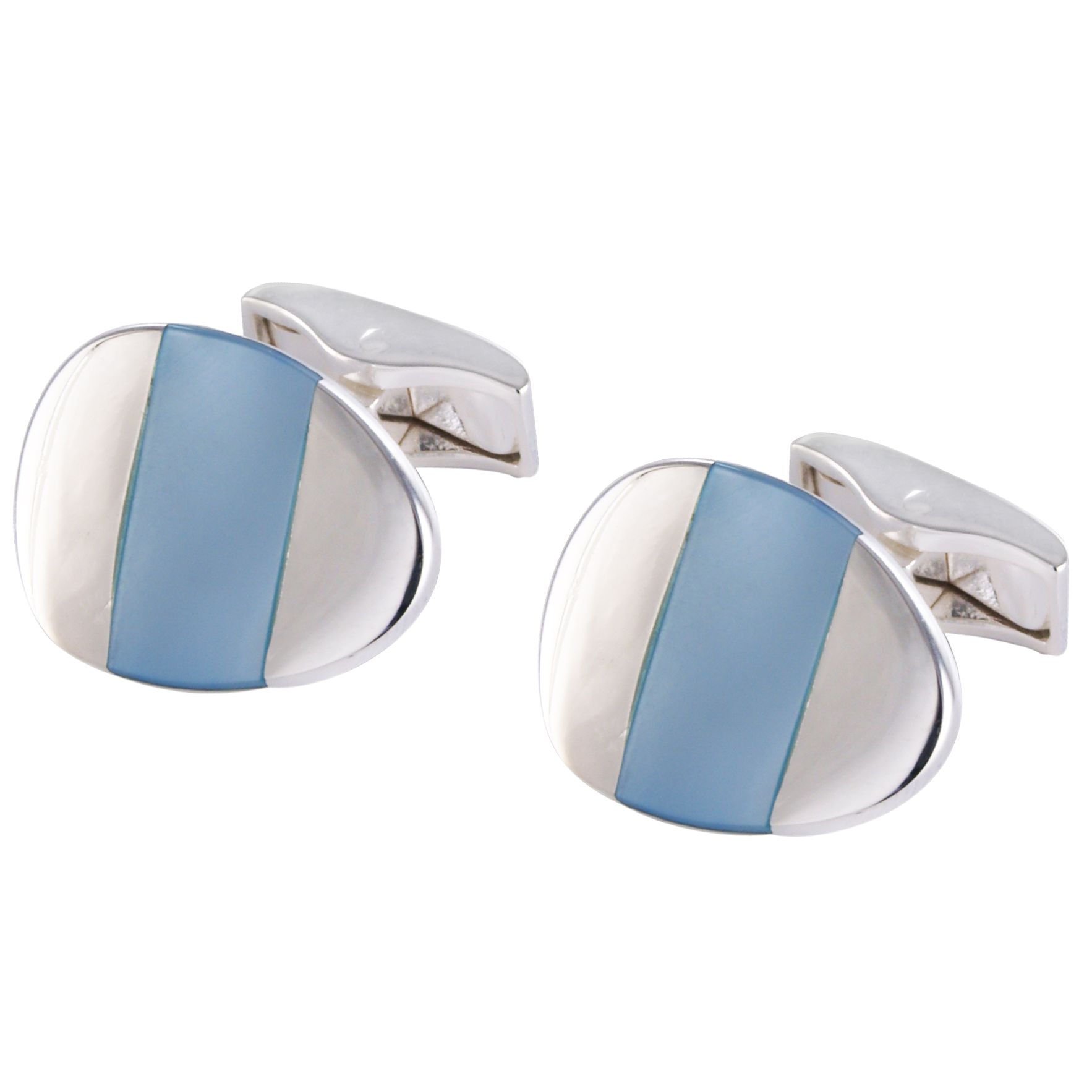 So Jewellery Mother of Pearl Oval Cufflinks, Blue