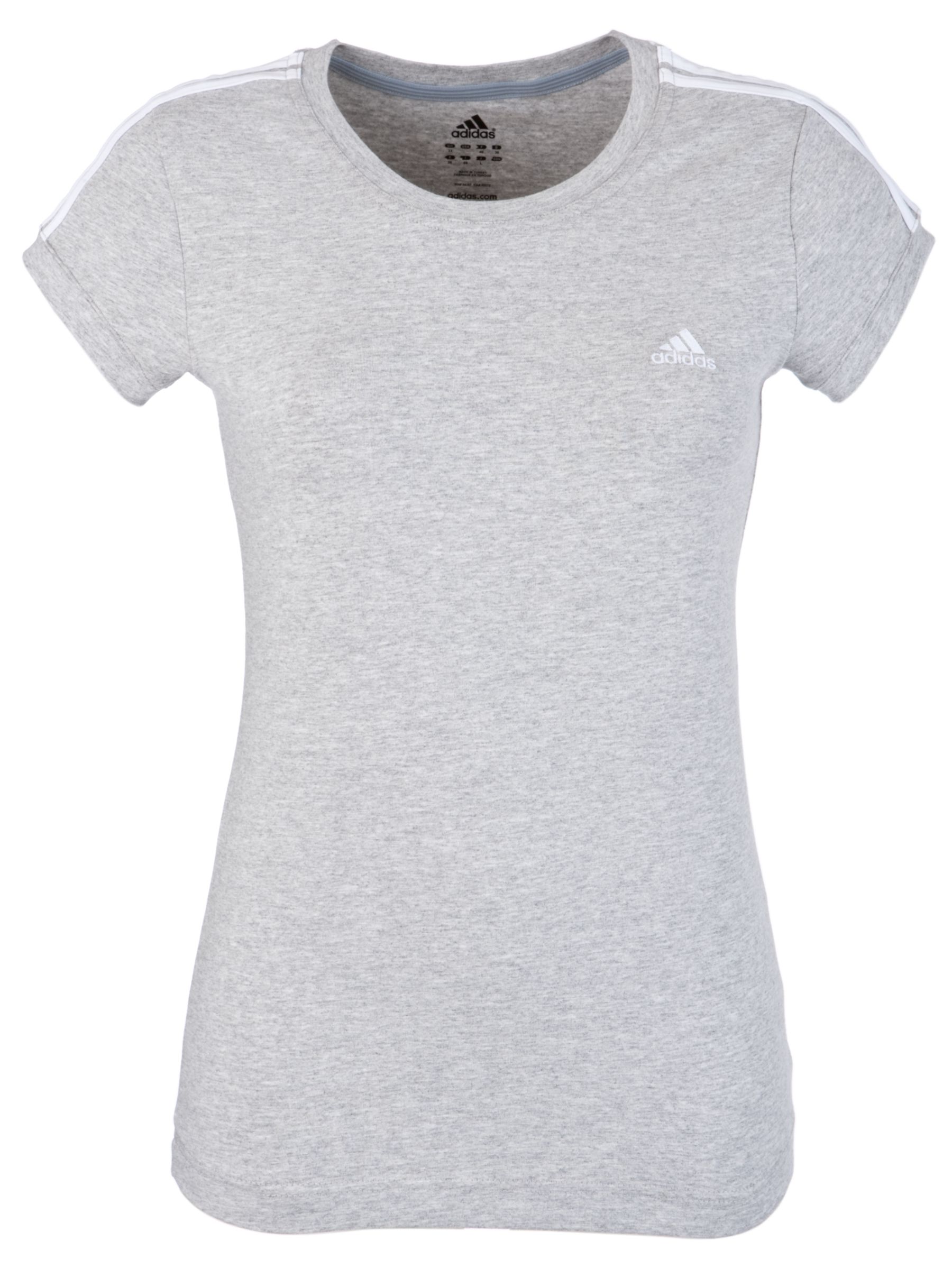 Adidas Essential 3 Stripe T-Shirt, Grey