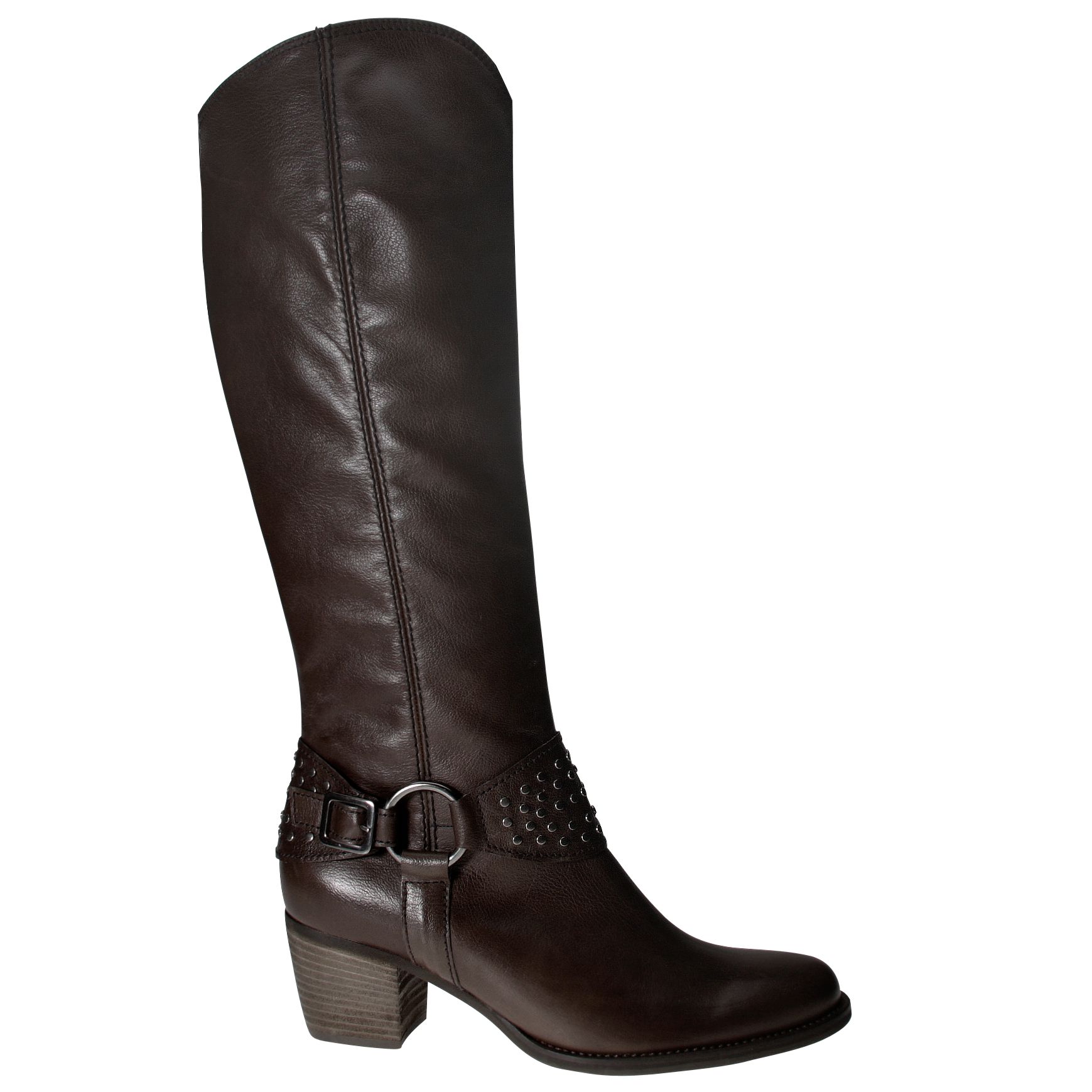 Gabor Camwell Studded Ankle Cuff Knee High Boots, Brown at John Lewis