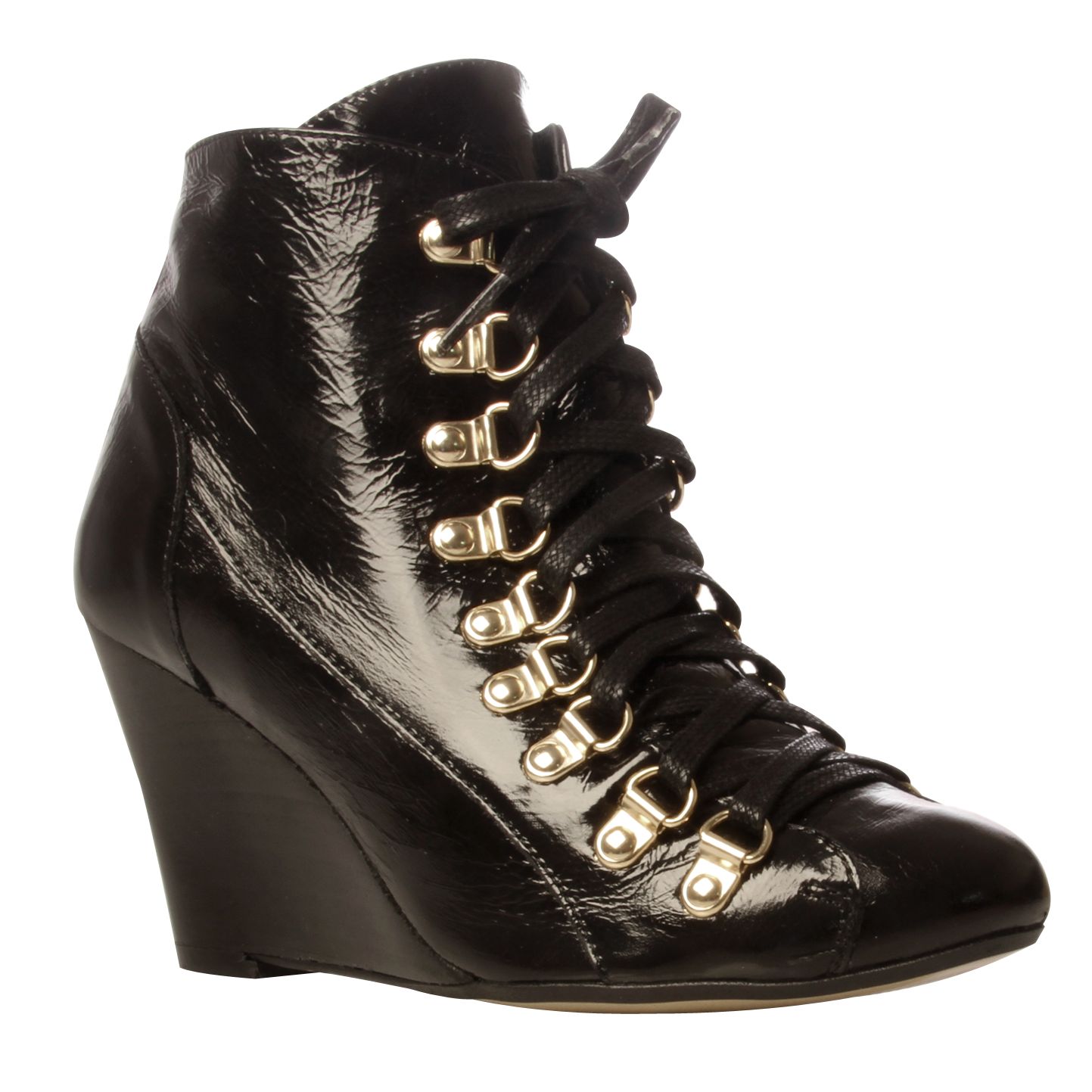 Carvela Sparrow Lace Up Wedge Shoe-Boots, Black, 5 at John Lewis