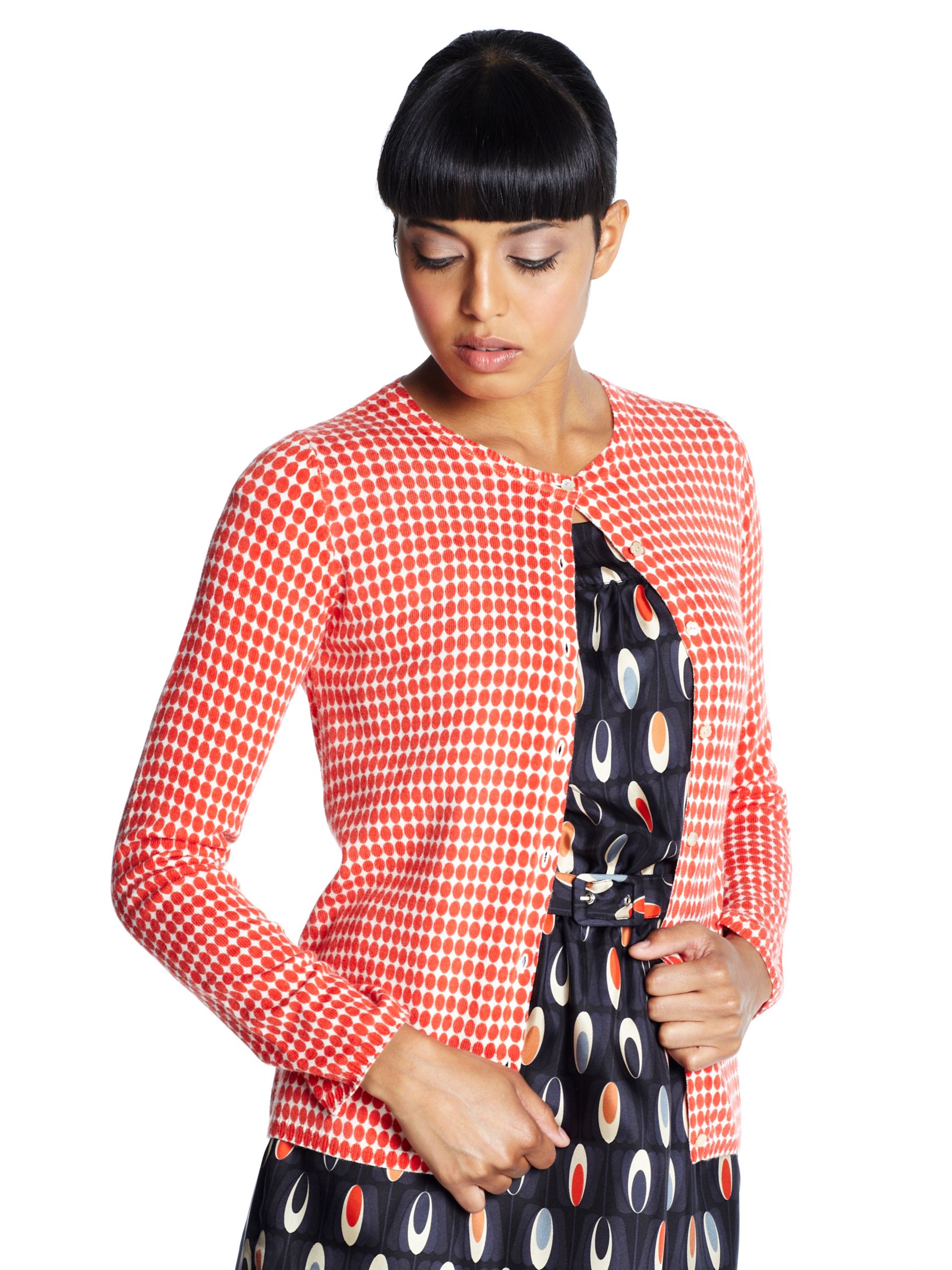 Olive and Orange Long Sleeve Spot Cardigan, Red at John Lewis