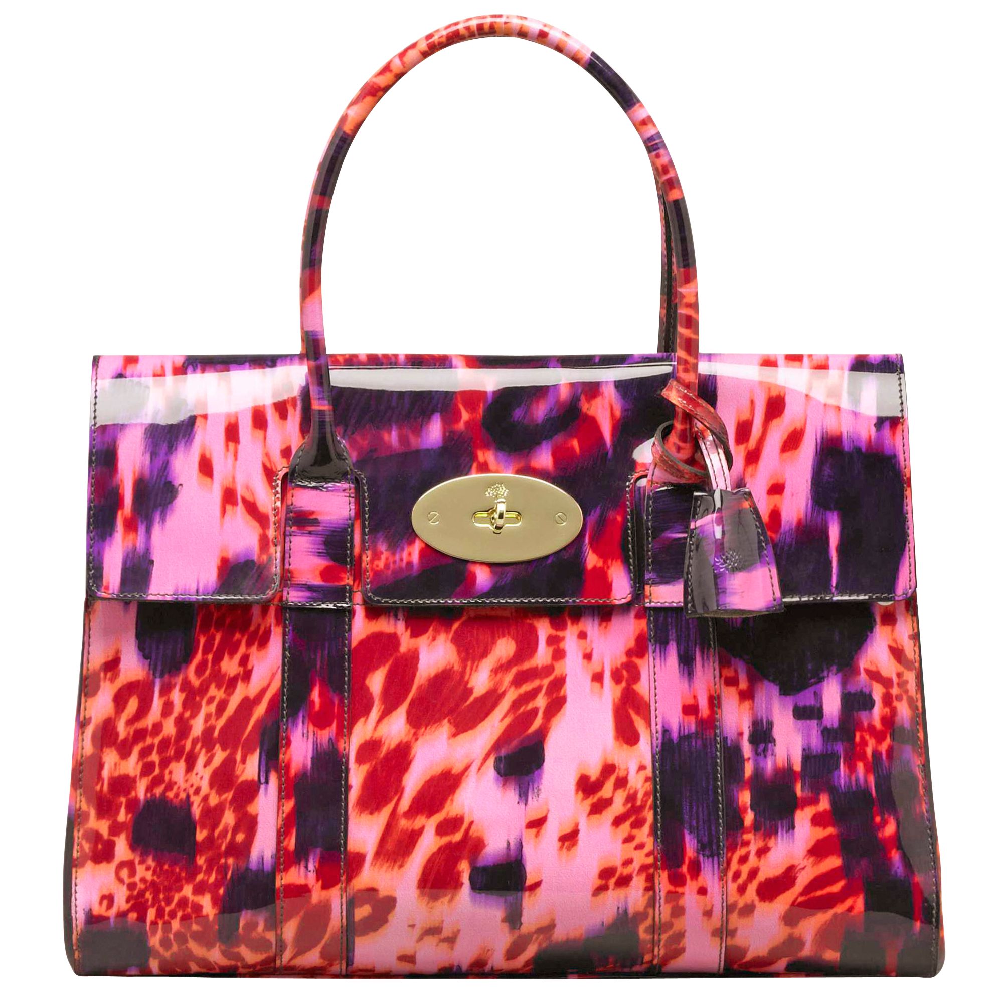 Mulberry Bayswater Loopy Leopard Patent Leather, Plum at John Lewis