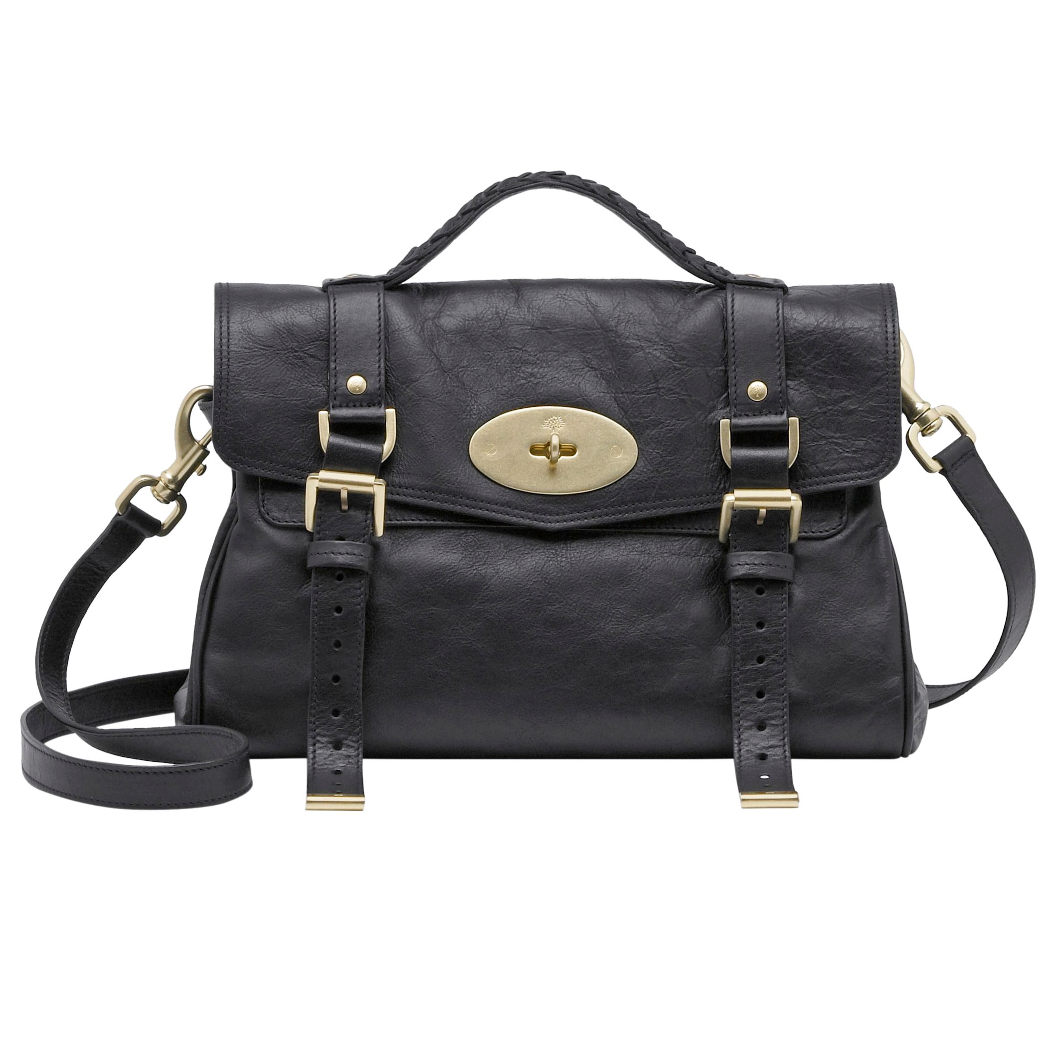 Mulberry Alexa Leather Messenger & Shoulder Bag, Black at John Lewis