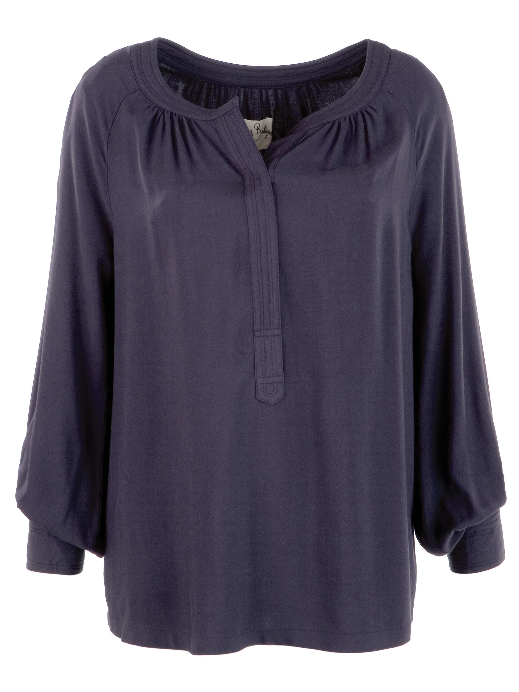 Placket Front Blouse, Midnight Blue