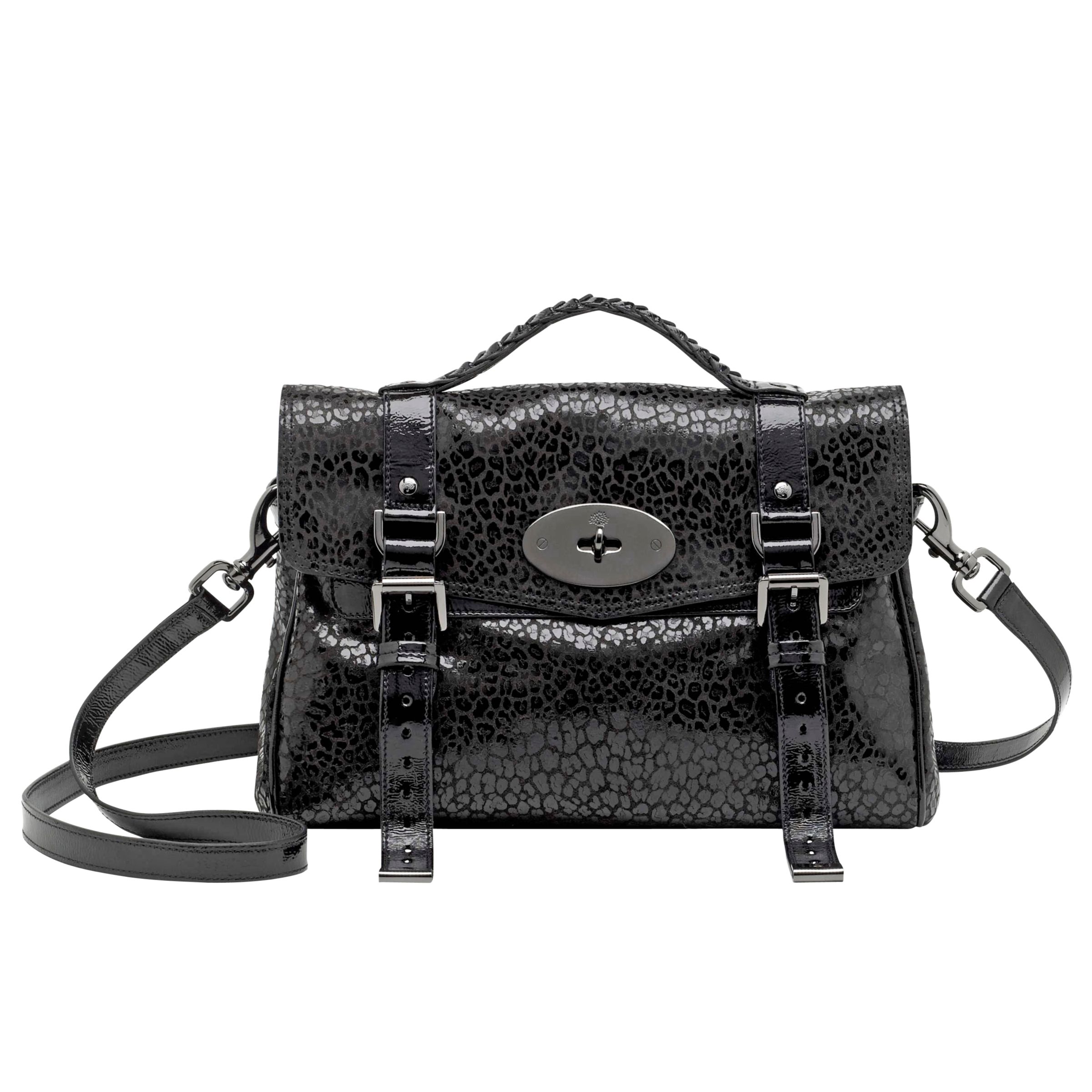 Mulberry Alexa Mini Leopard Patent, Black at JohnLewis