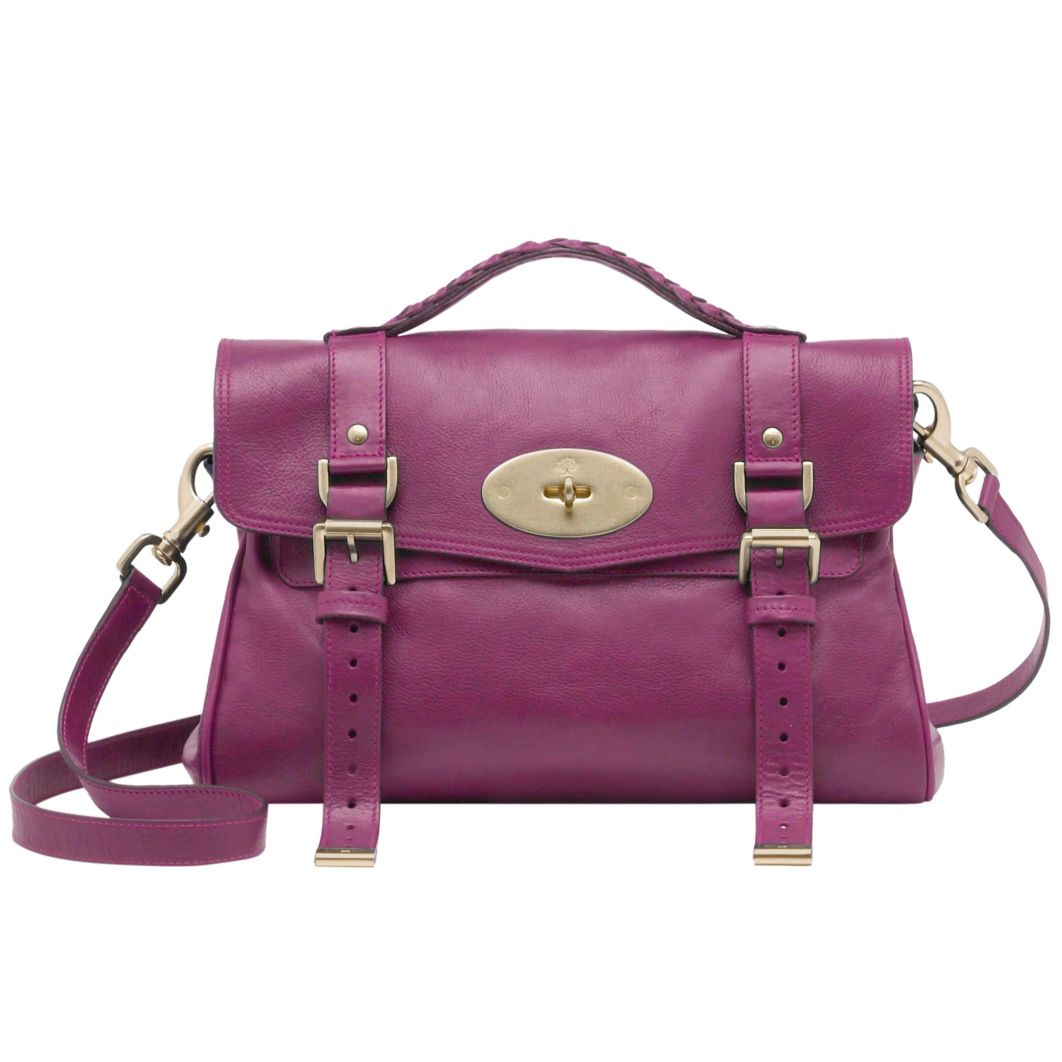 Mulberry Alexa Leather Messenger & Shoulder Bag, Plum at John Lewis