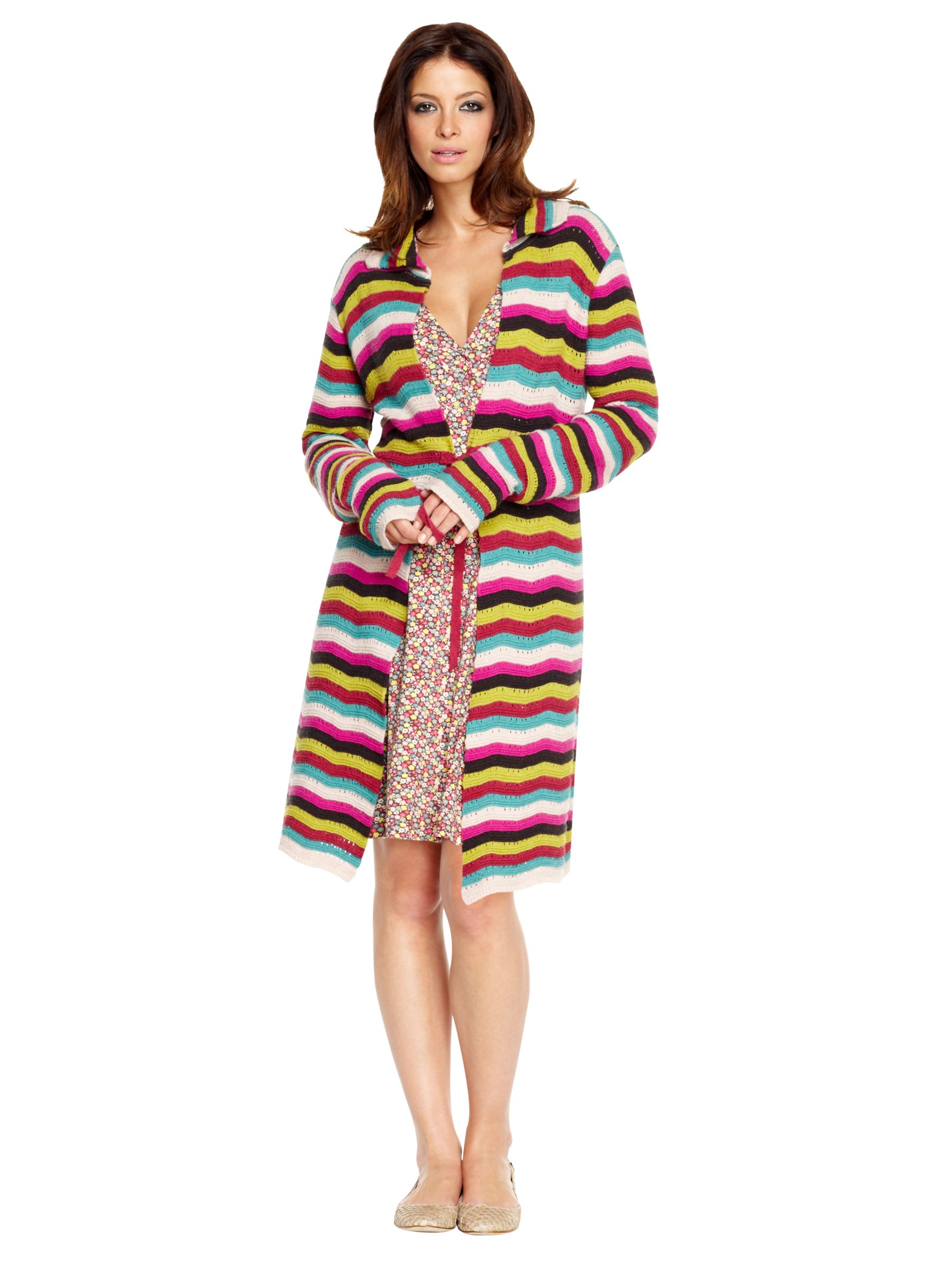 Avoca Hannah Long Sleeve Chevron Stripe Longline Cardigan at John Lewis