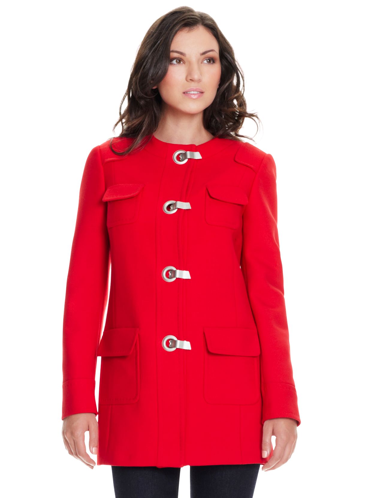 Tara Jarmon Coat with Eyelets, Red at John Lewis