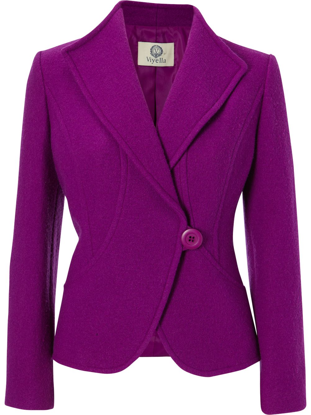 Viyella Boiled Wool Jacket, Magenta at John Lewis