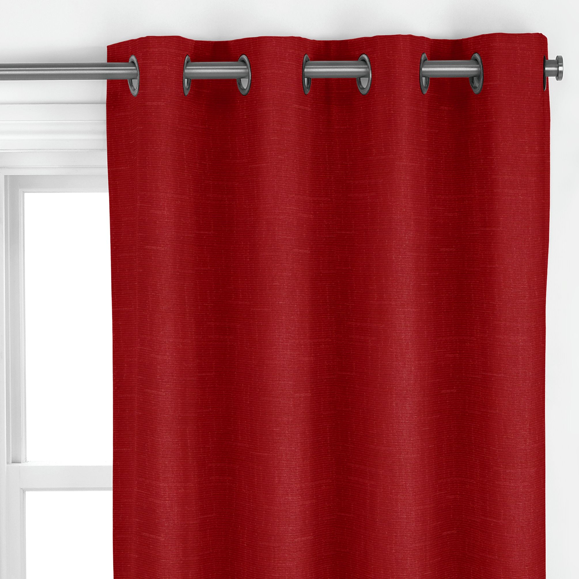 John Lewis Brighton Eyelet Curtains, Red