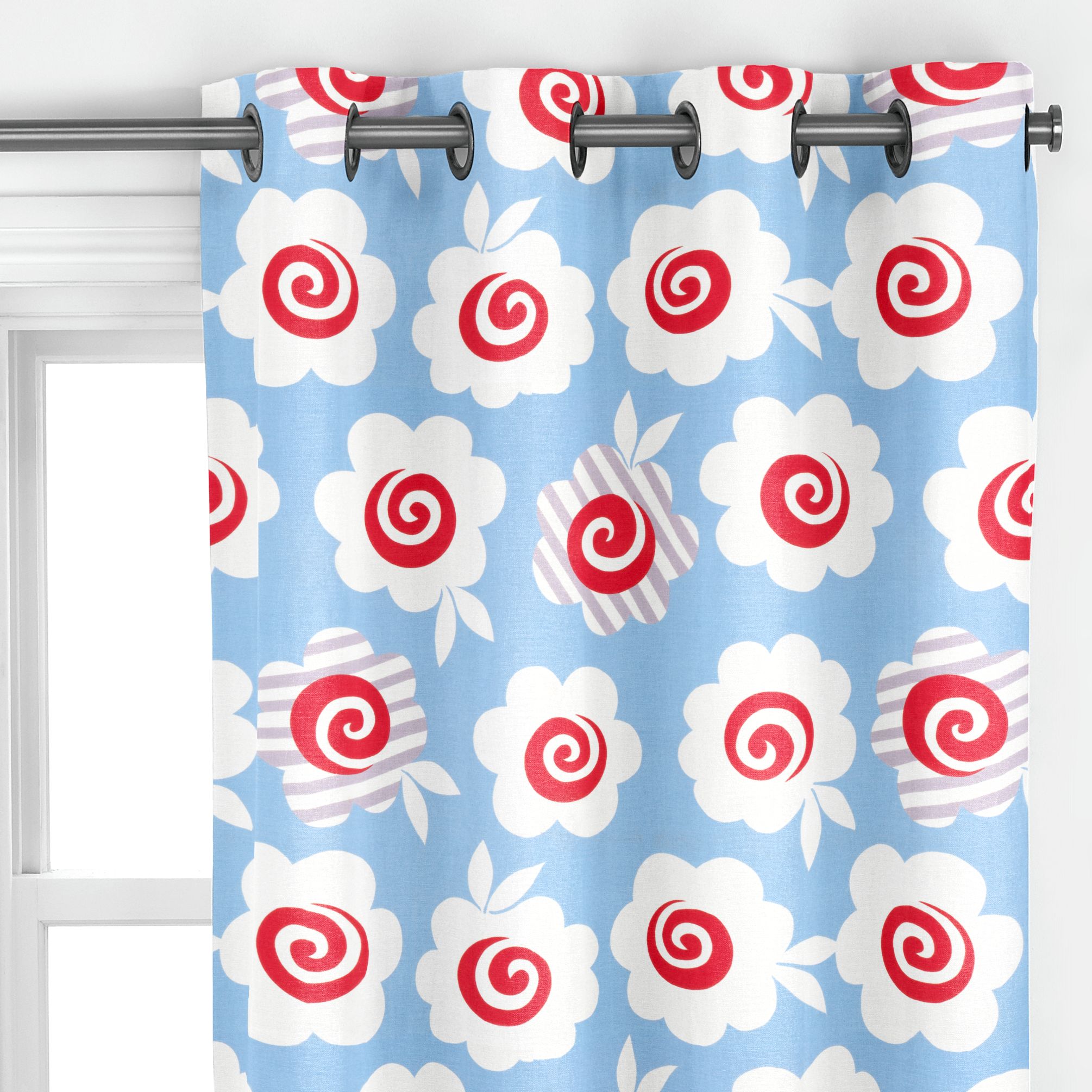 Celia Birtwell for John Lewis Celia Birtwell Candy Flower Eyelet Curtains, Blue