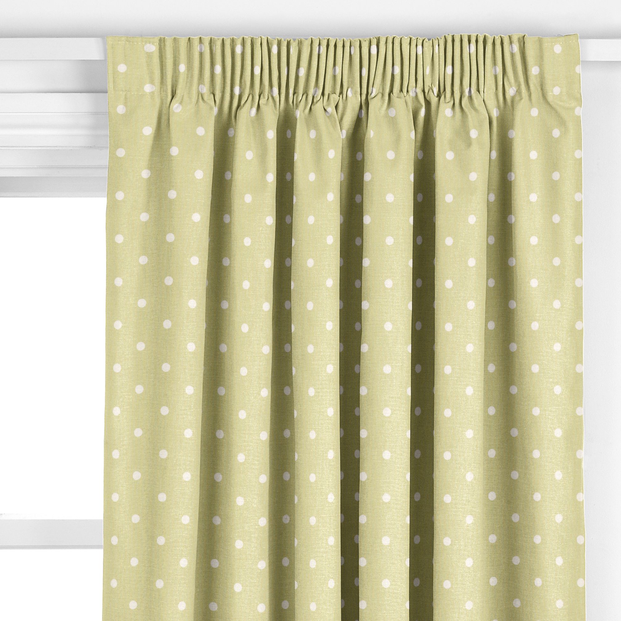Dotty Pencil Pleat Curtains, Sage