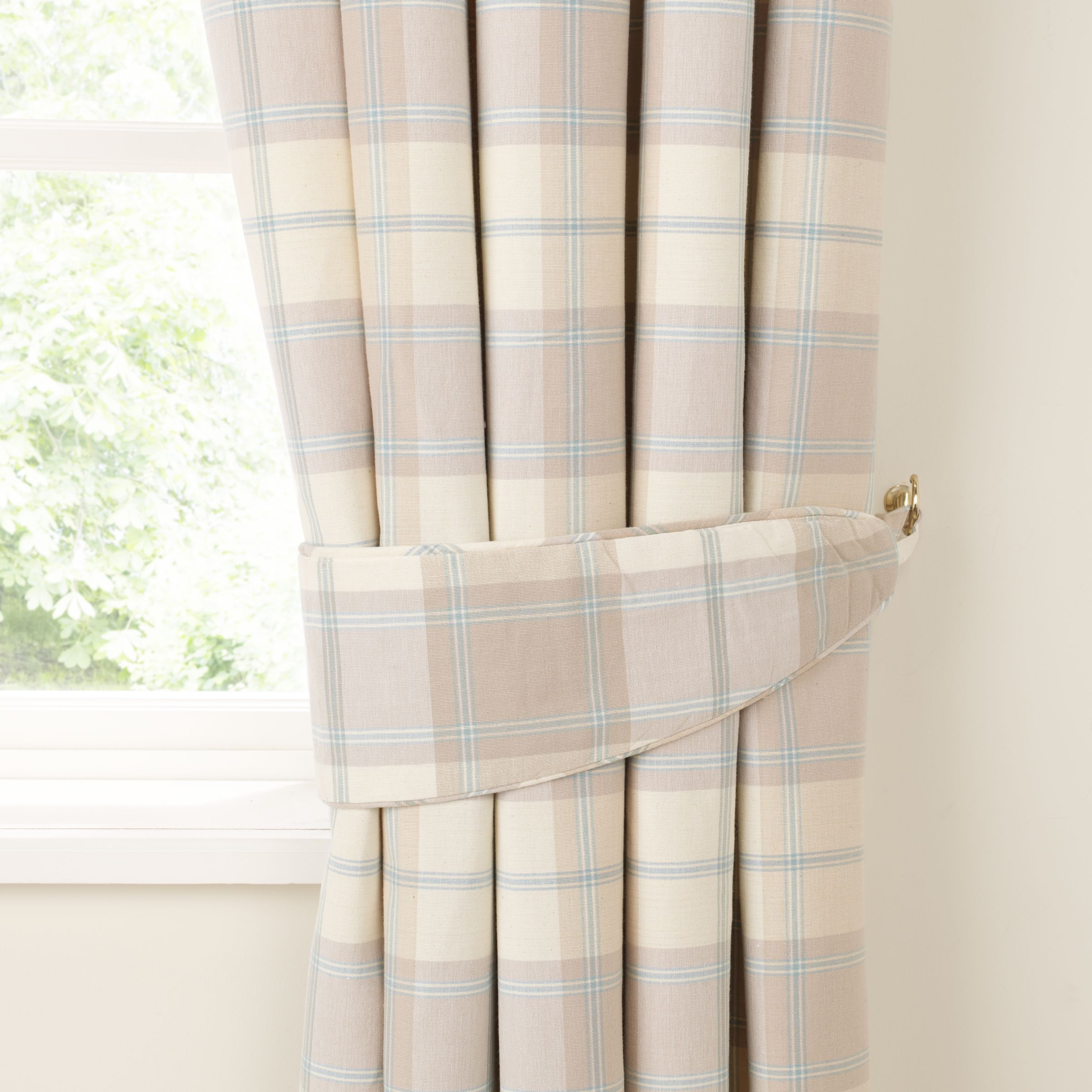 Marlow Check Curtains, Cornflower