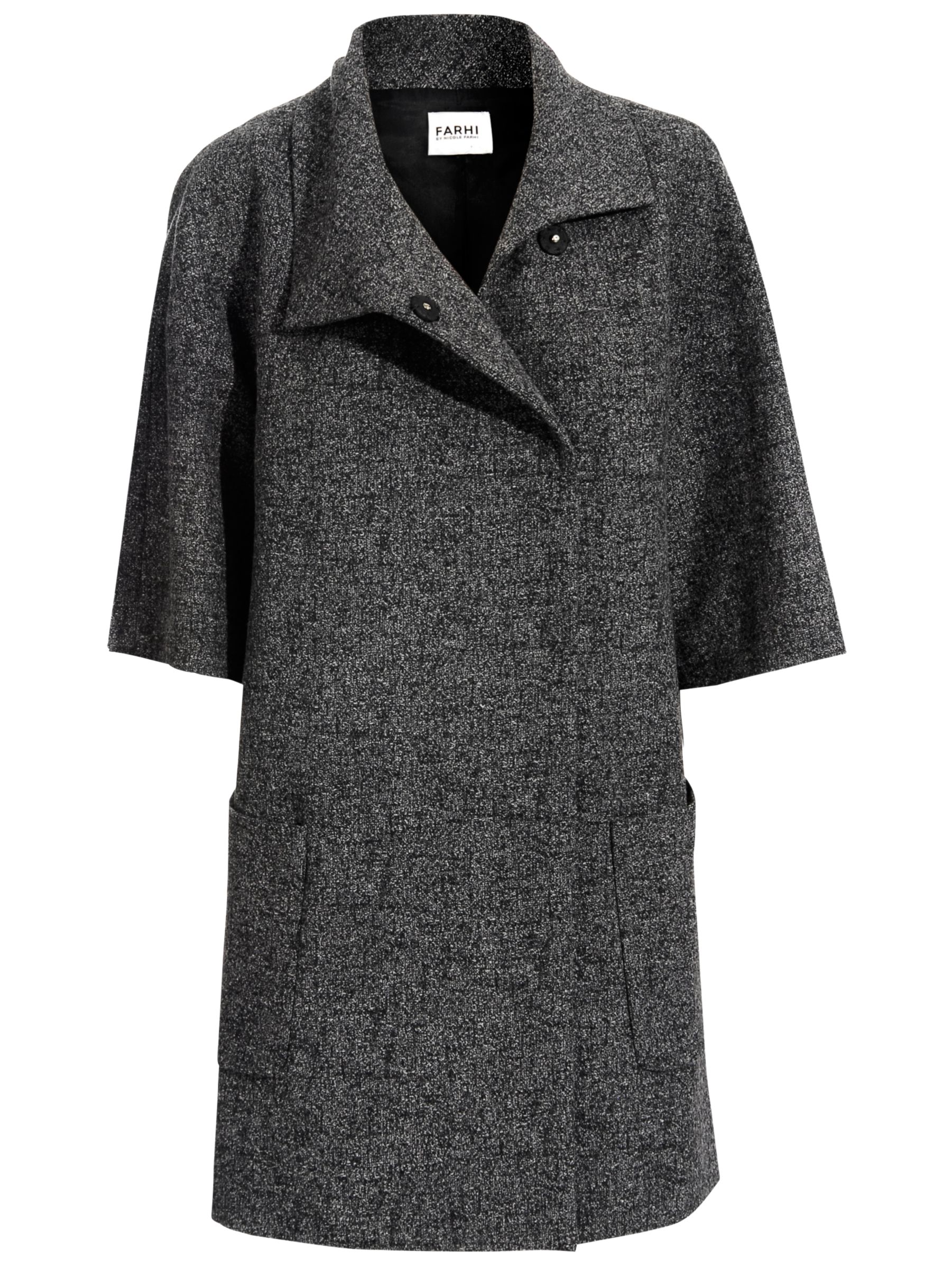 Farhi by Nicole Farhi Half Sleeve Tweed Coat, Slate at John Lewis