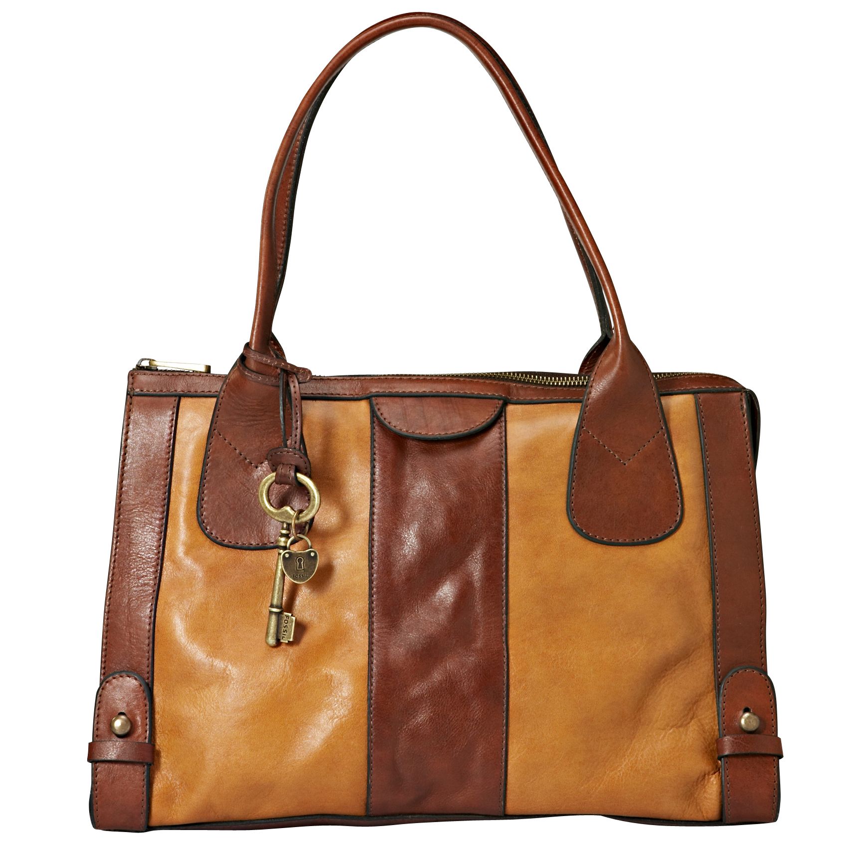 Fossil Vintage Leather Satchel, Multicoloured at John Lewis