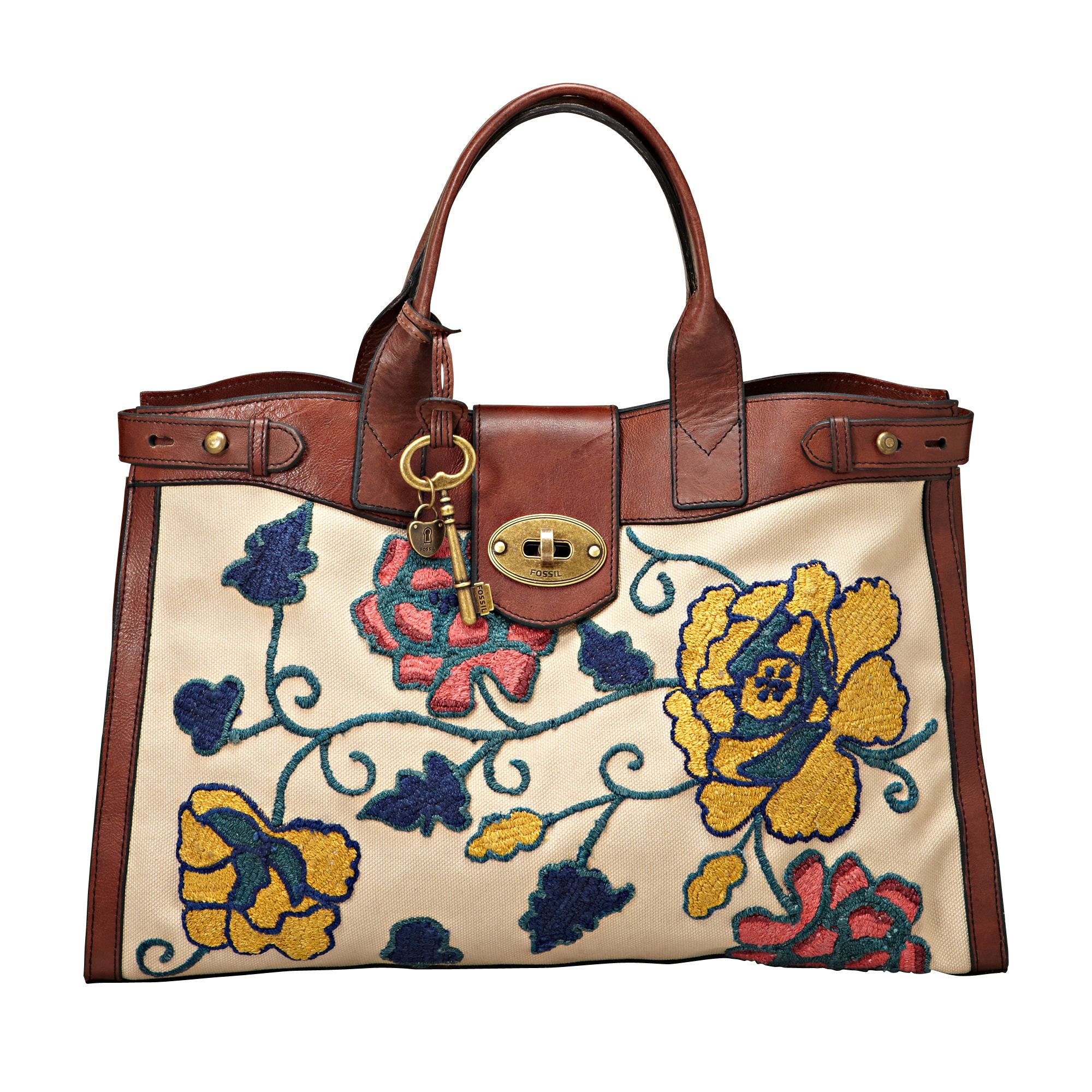 Fossil Re-Issue Vintage Weekender Handbag, Multicoloured at John Lewis