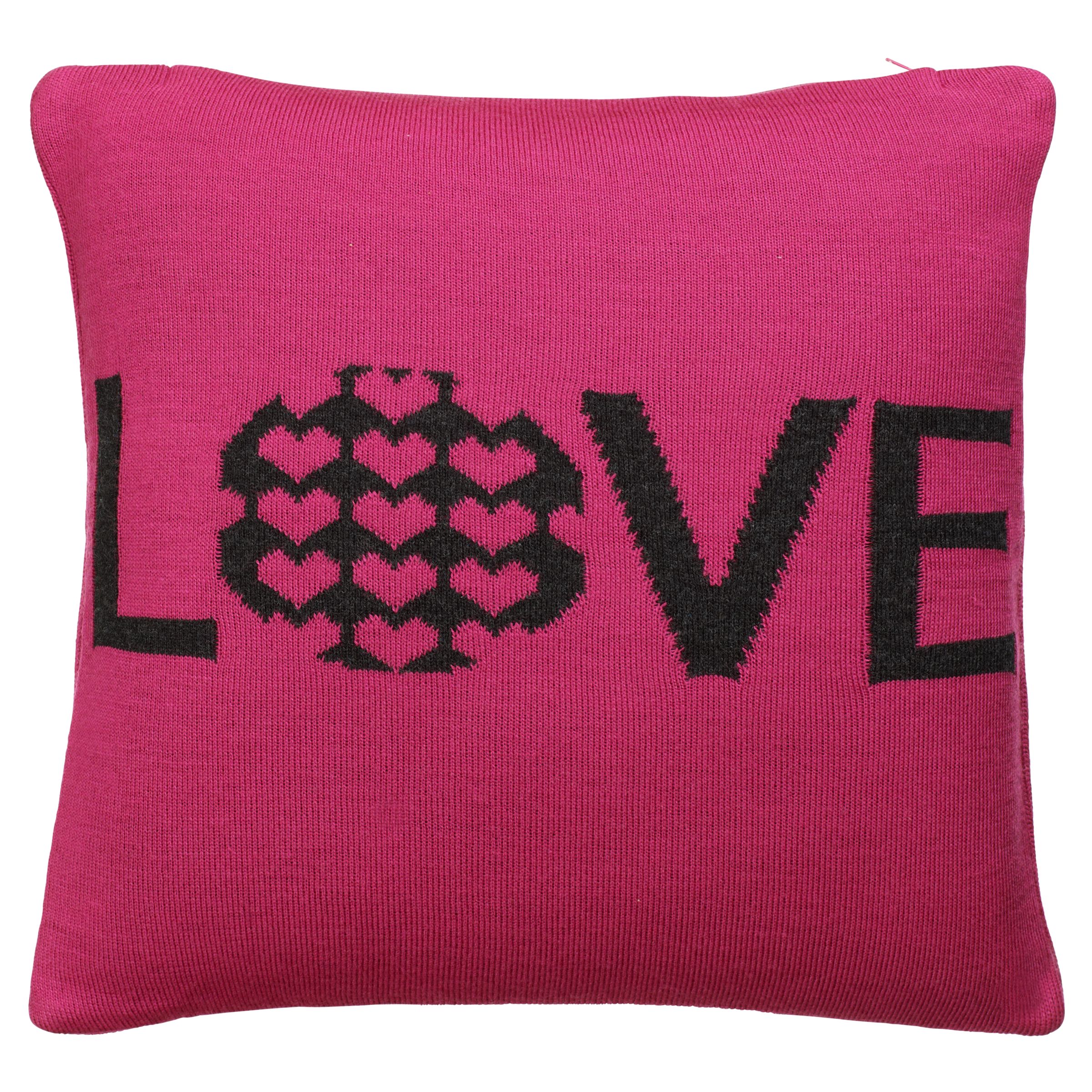 John Lewis Knitted Love Cushion, Pink