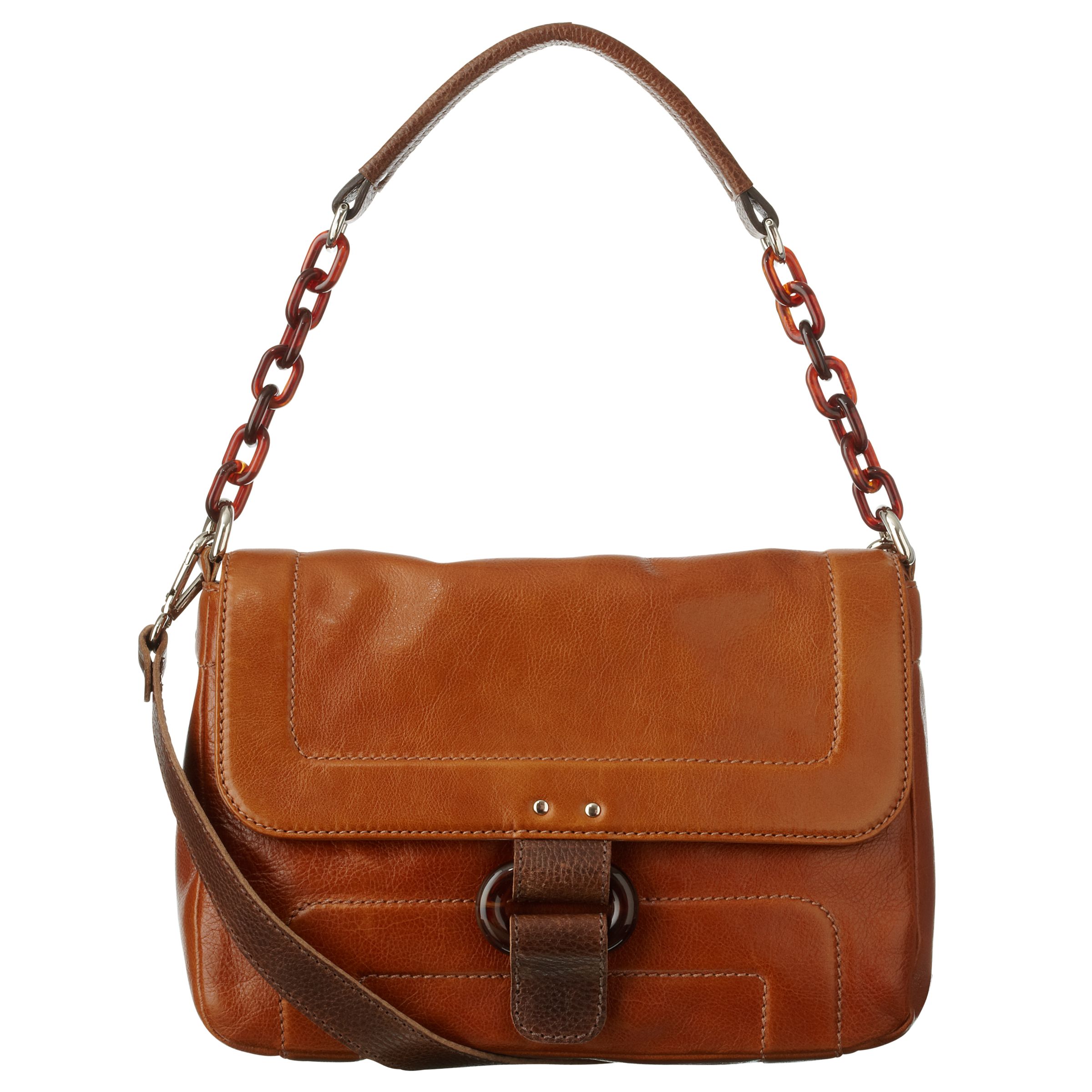 Orla Kiely Tonal Leather Shoulder Handbag, Tan at John Lewis