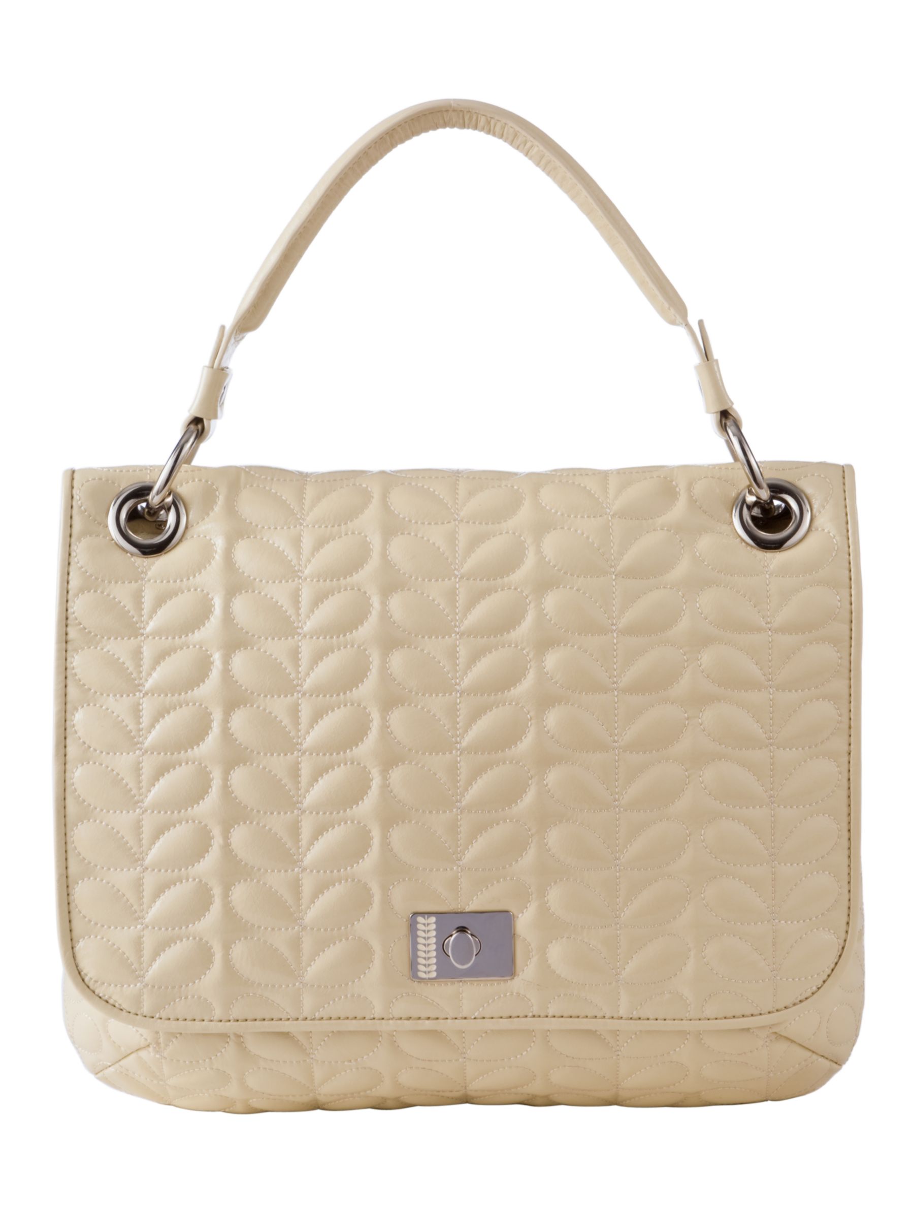 Orla Kiely Quilted Leather Satchel, Cream at John Lewis