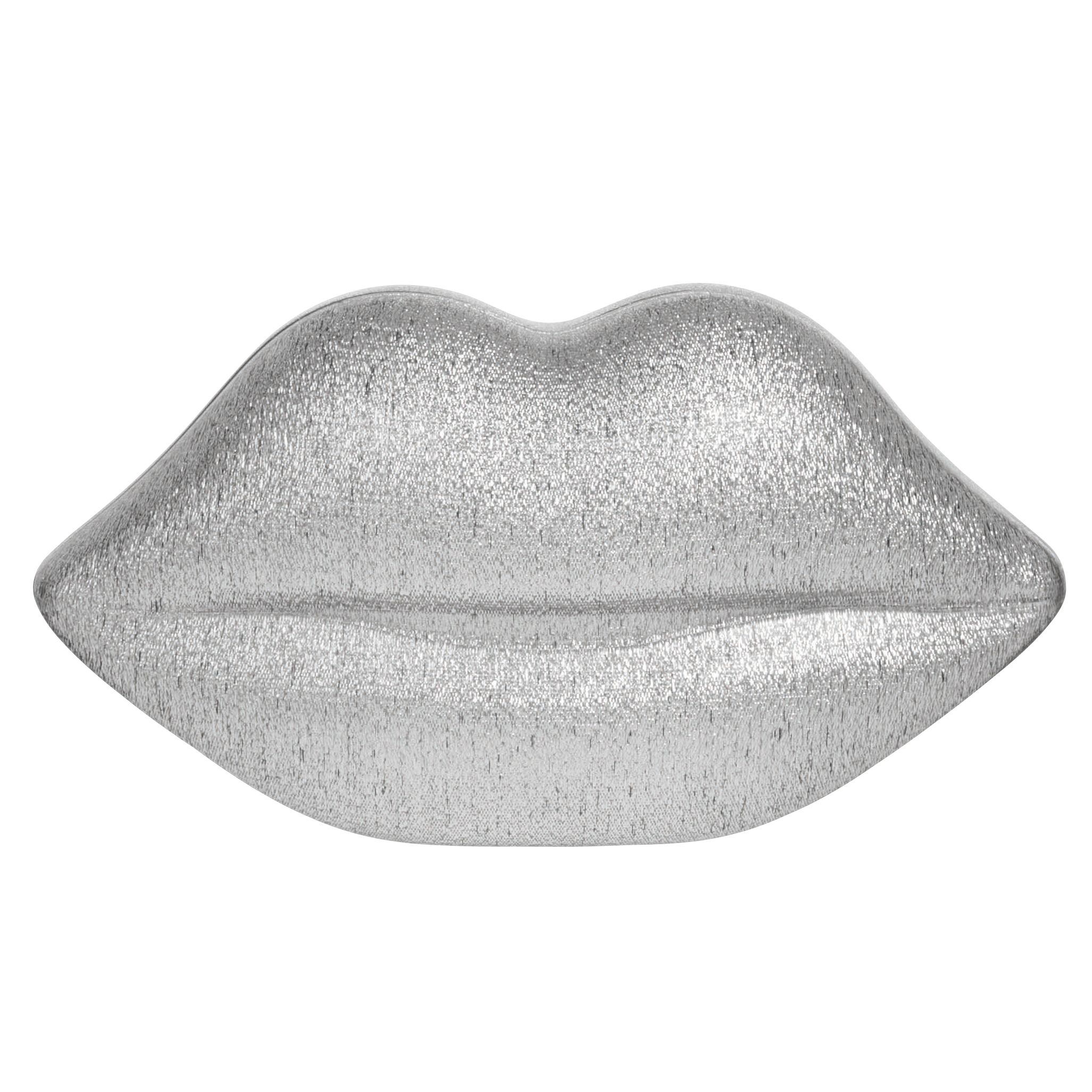 Lulu Guinness Perspex Lips Clutch Handbag, Silver at John Lewis