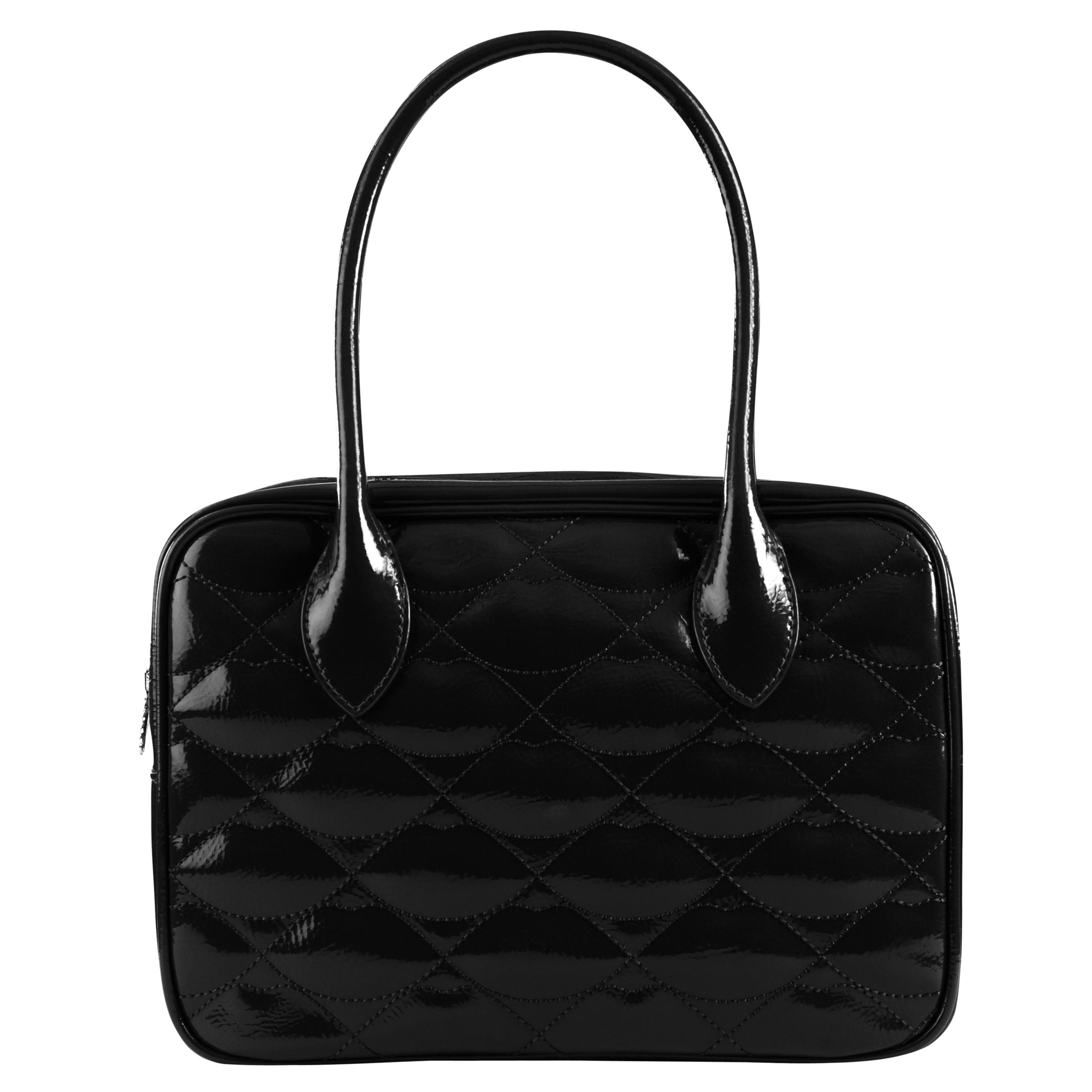Lulu Guinness Jenny Quilted Lips Large Double Handle Shoulder Bag, Black at John Lewis