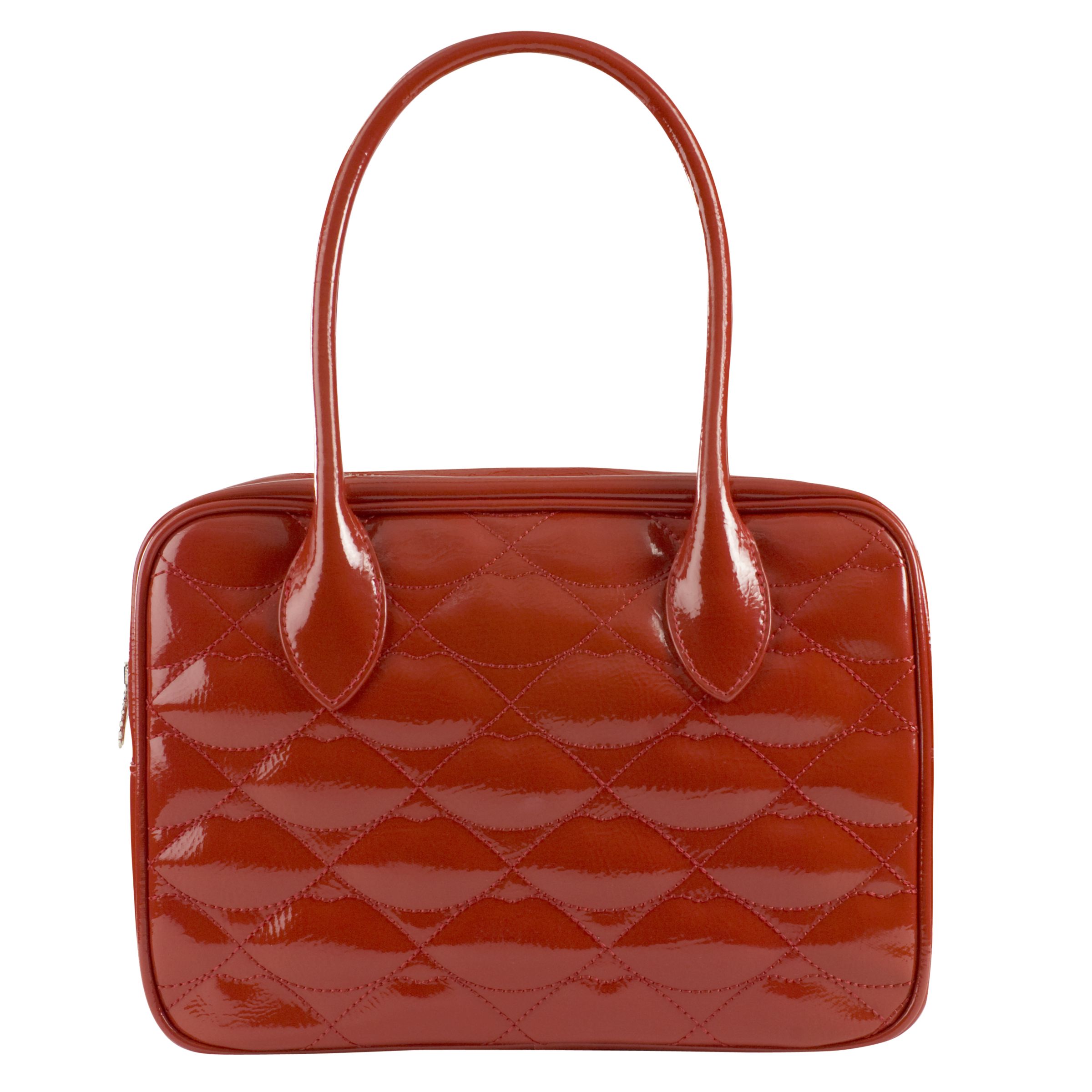 Lulu Guinness Jenny Quilted Lips Large Double Handle Shoulder Bag, Red at John Lewis