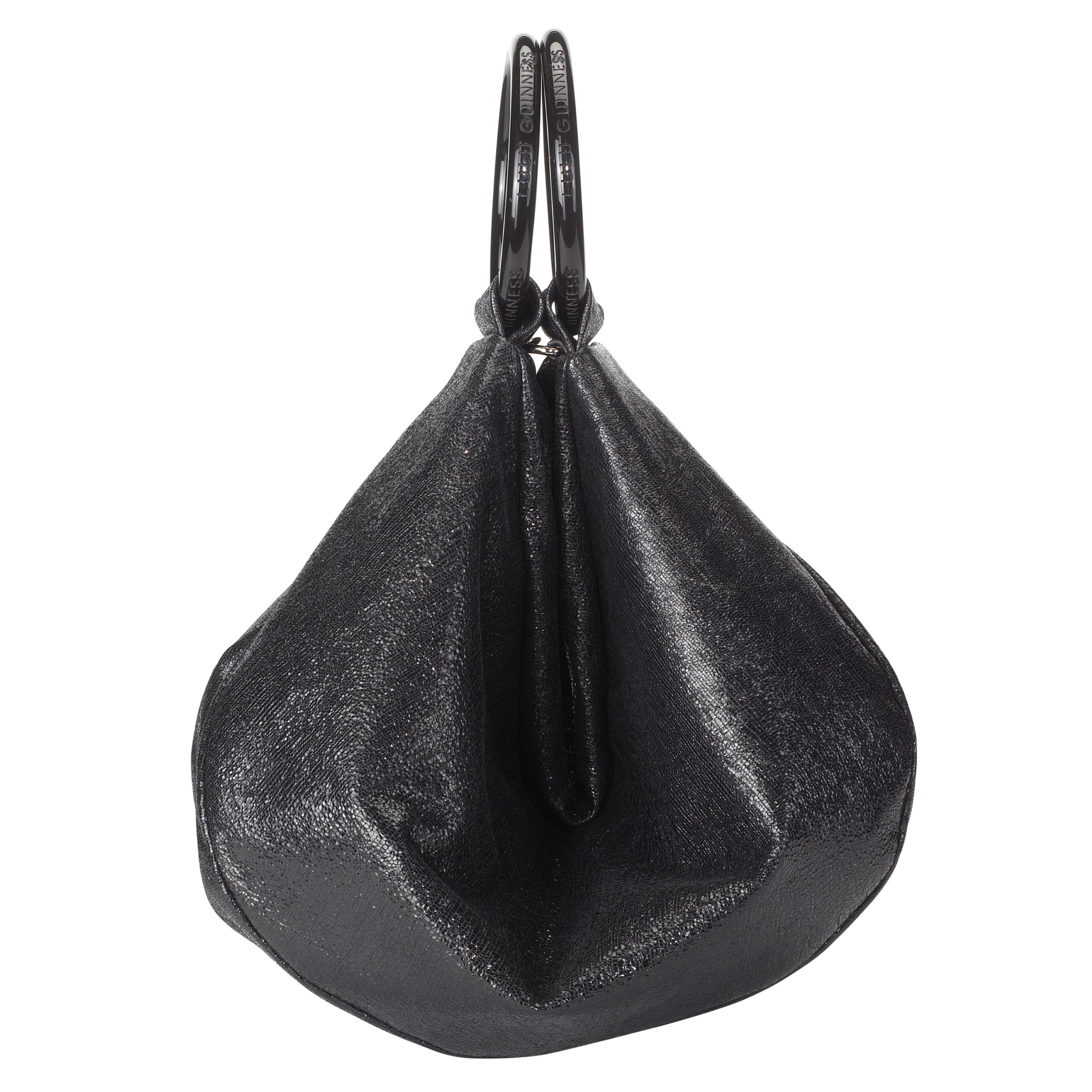 Lulu Guinness Vanessa Sparkle Leather Large Handbag, Black at John Lewis