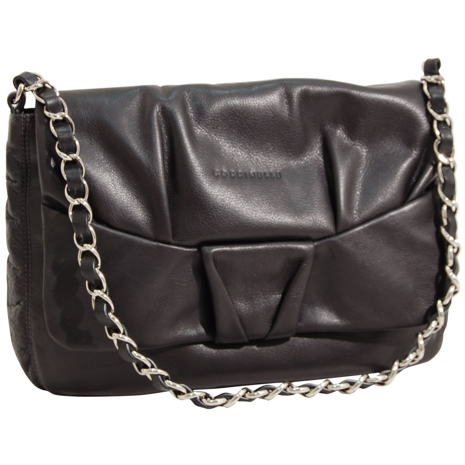 Coccinelle Beatrix Shoulder Bow Chain Handle Handbag, Black at John Lewis