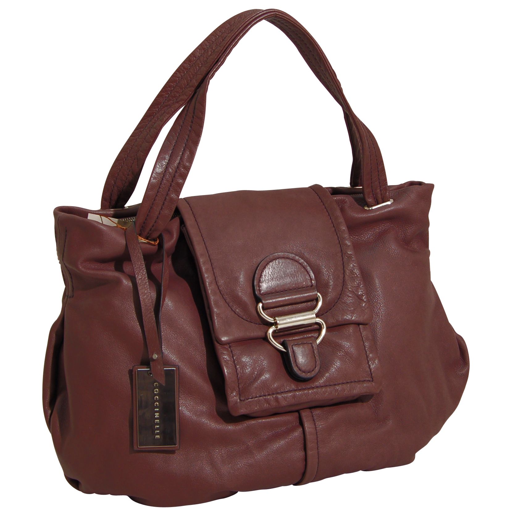 Coccinelle Joan Large Leather Shoulder Bag, Brown at JohnLewis