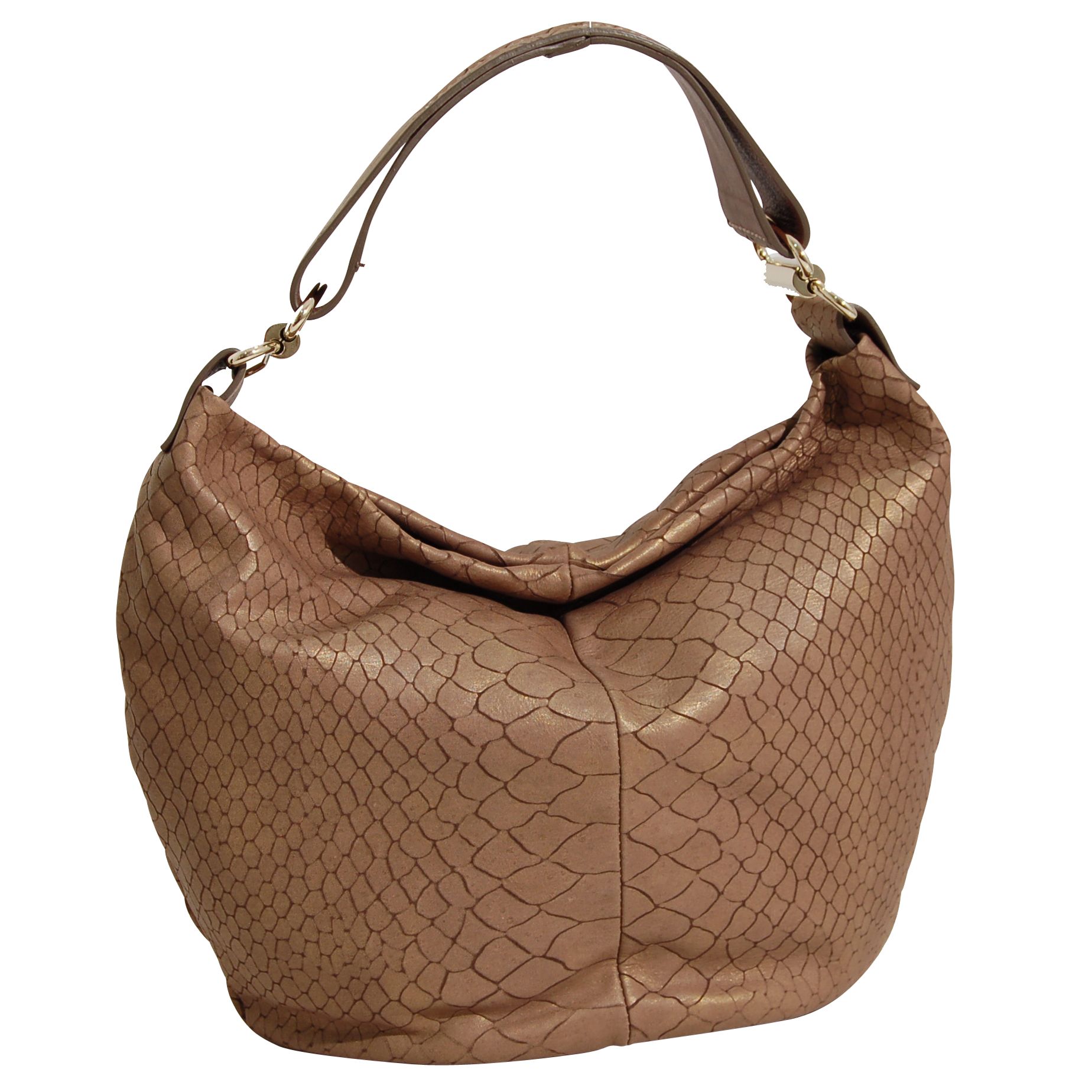 Coccinelle Demi Snake Hobo Handbag, Gold, at John Lewis