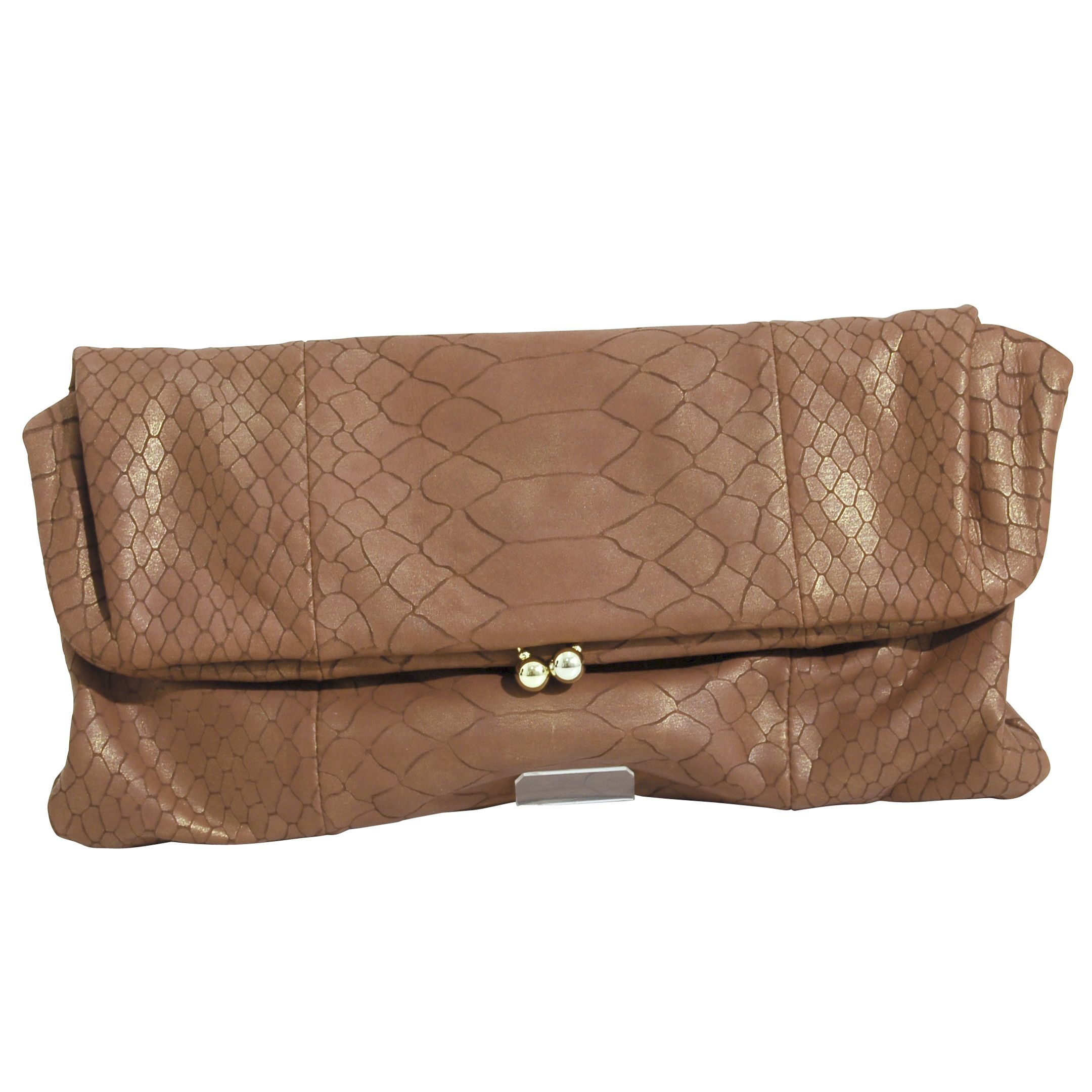 Coccinelle Patricia Large Snake Clutch Bag, Gold at JohnLewis