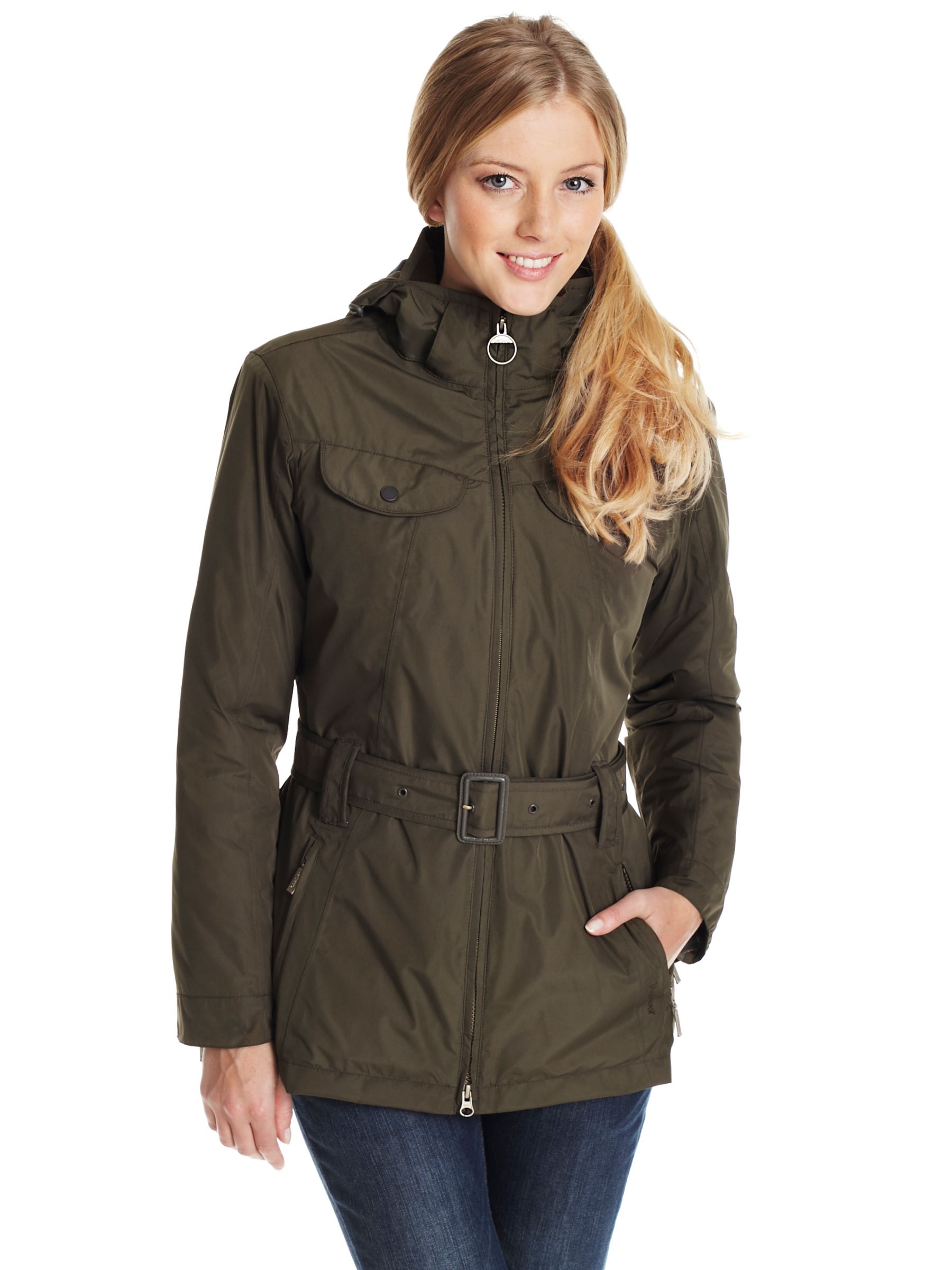 Barbour Grace Featherweight Winter Jacket, Olive at John Lewis