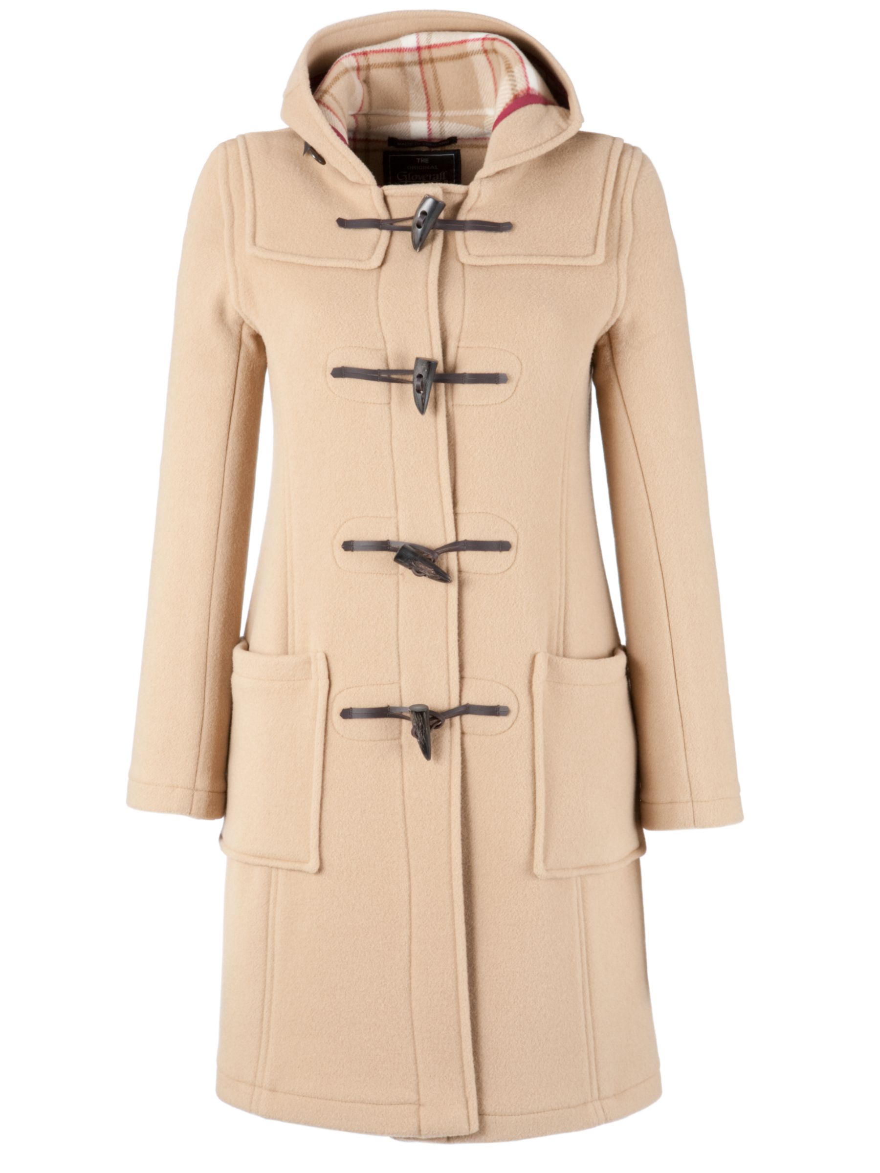 Gloverall Long Slim Fit Duffle Coat, Camel at John Lewis