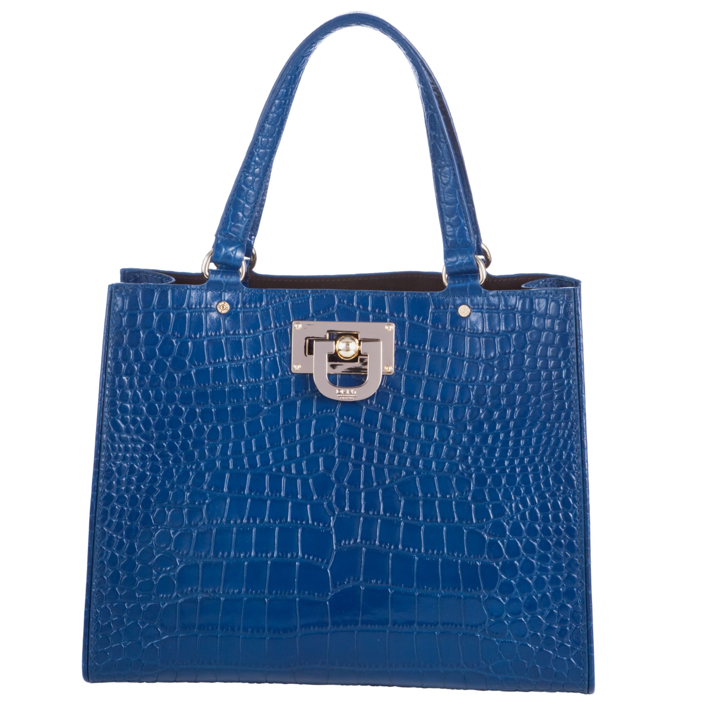 DKNY Crocco Leather Work Shopper Tote Bag, Sapphire at John Lewis