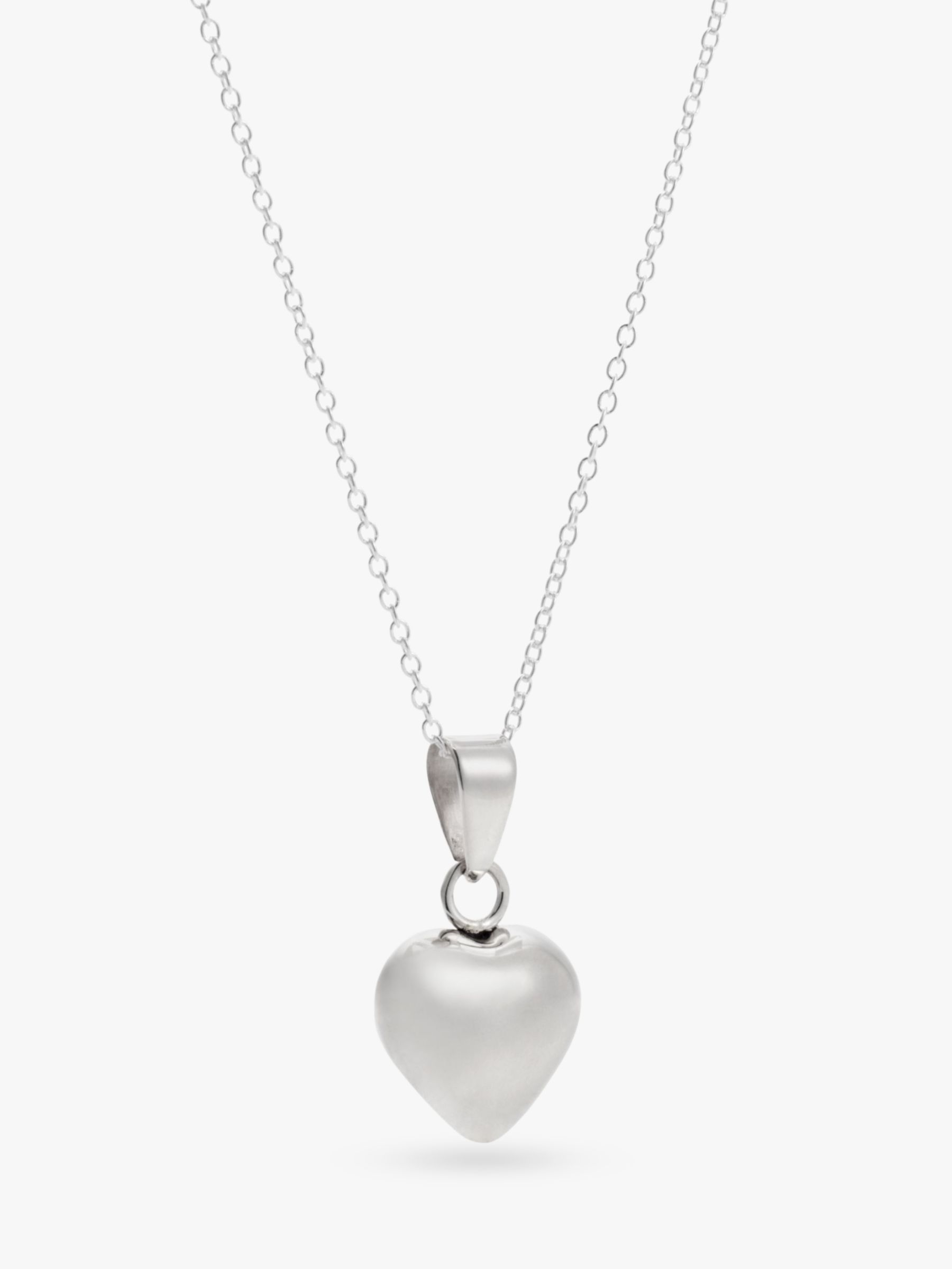 Andea Silver Puffed Heart Pendant Necklace