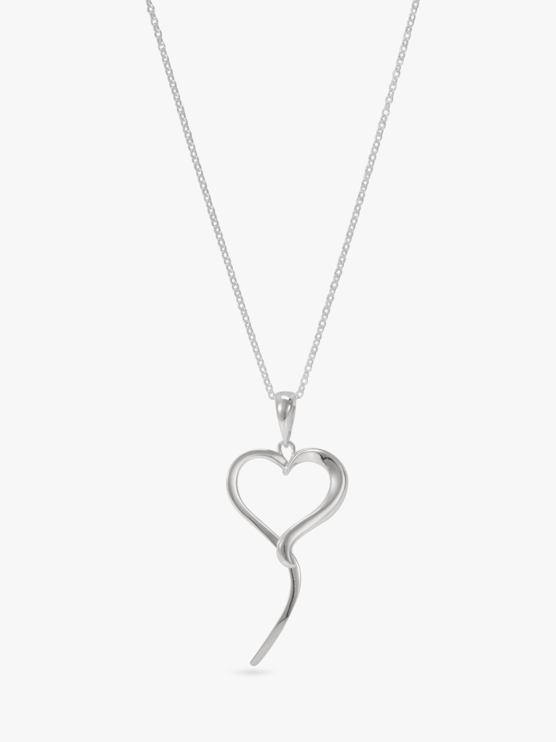 Andea Open Silver Heart Pendant Necklace