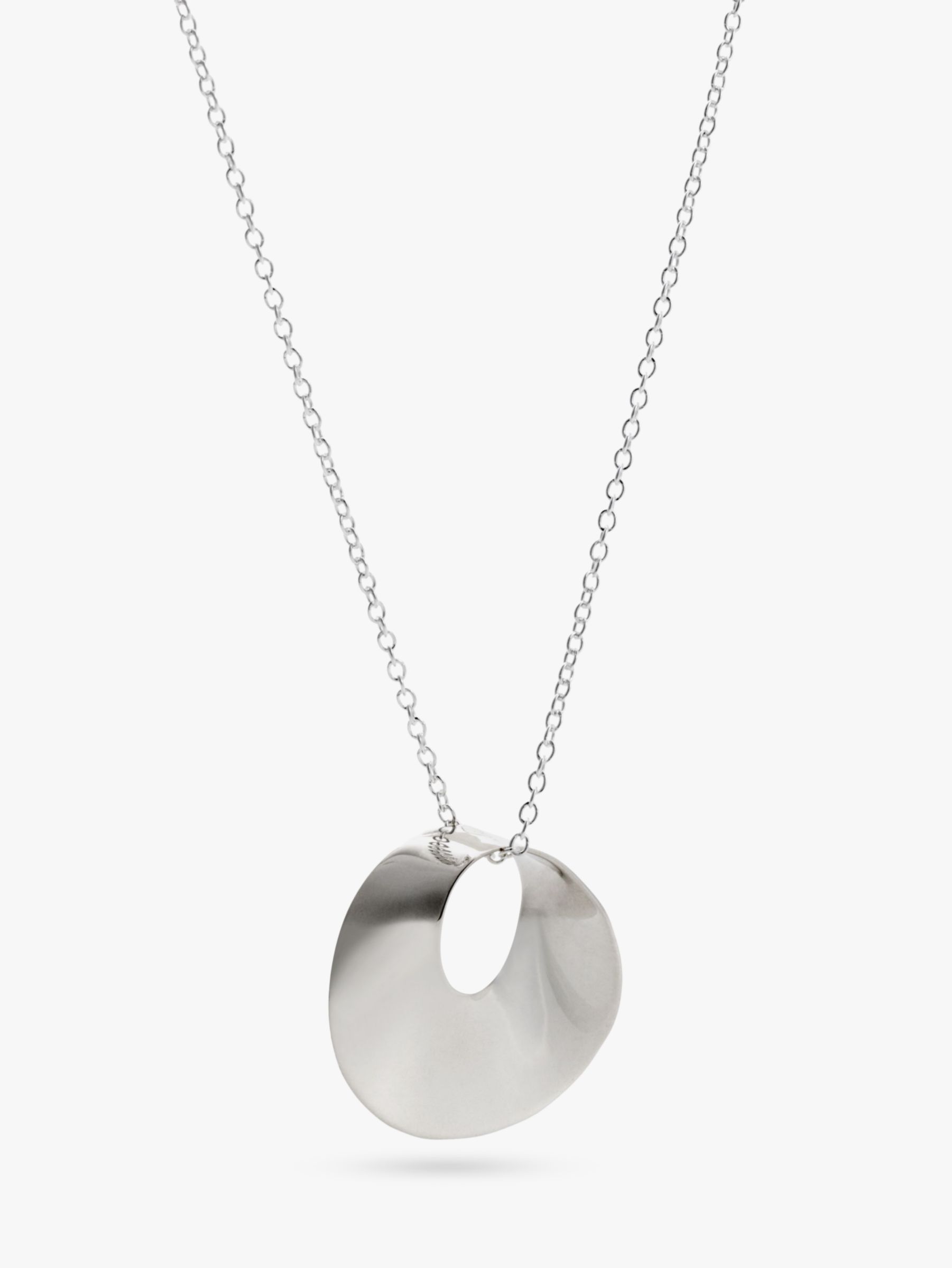 Andea Round Open Twist Silver Pendant Necklace