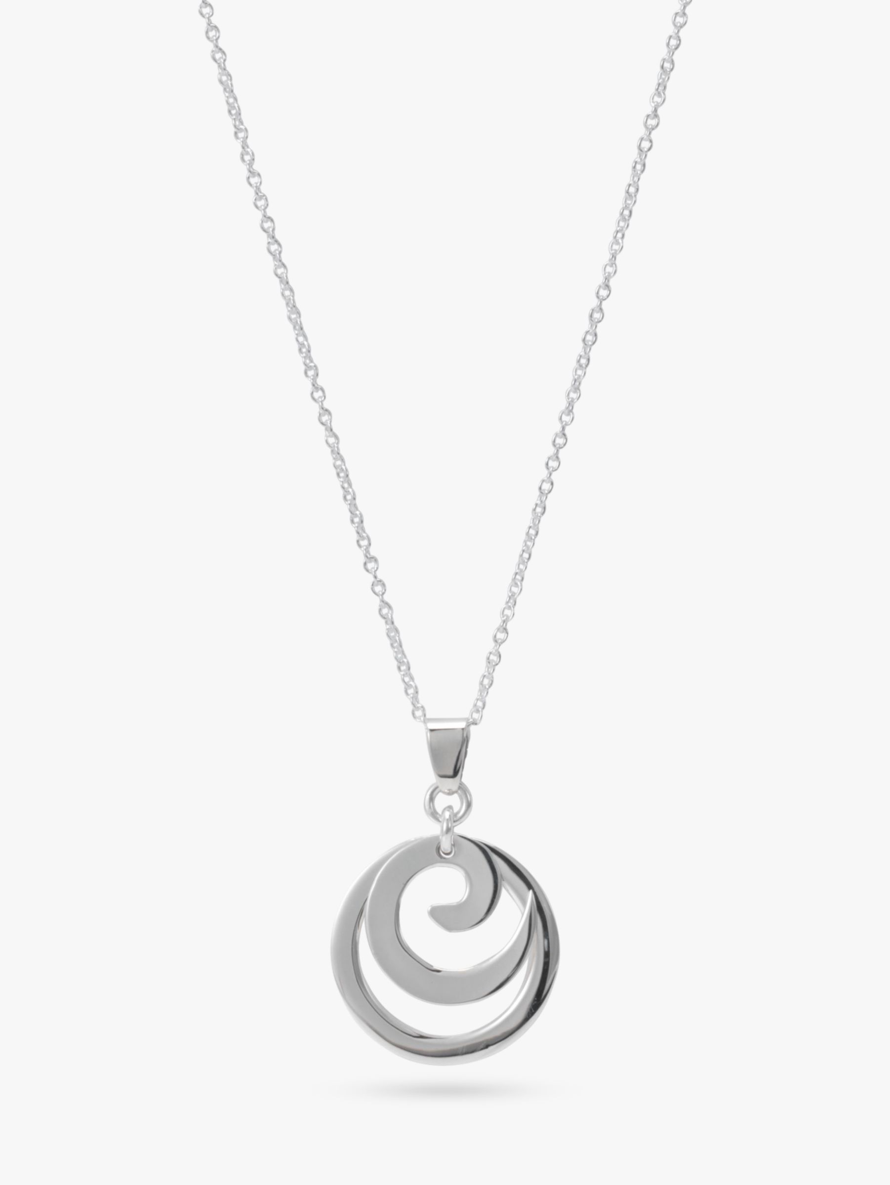 Andea Silver Spiral Circle Pendant Necklace