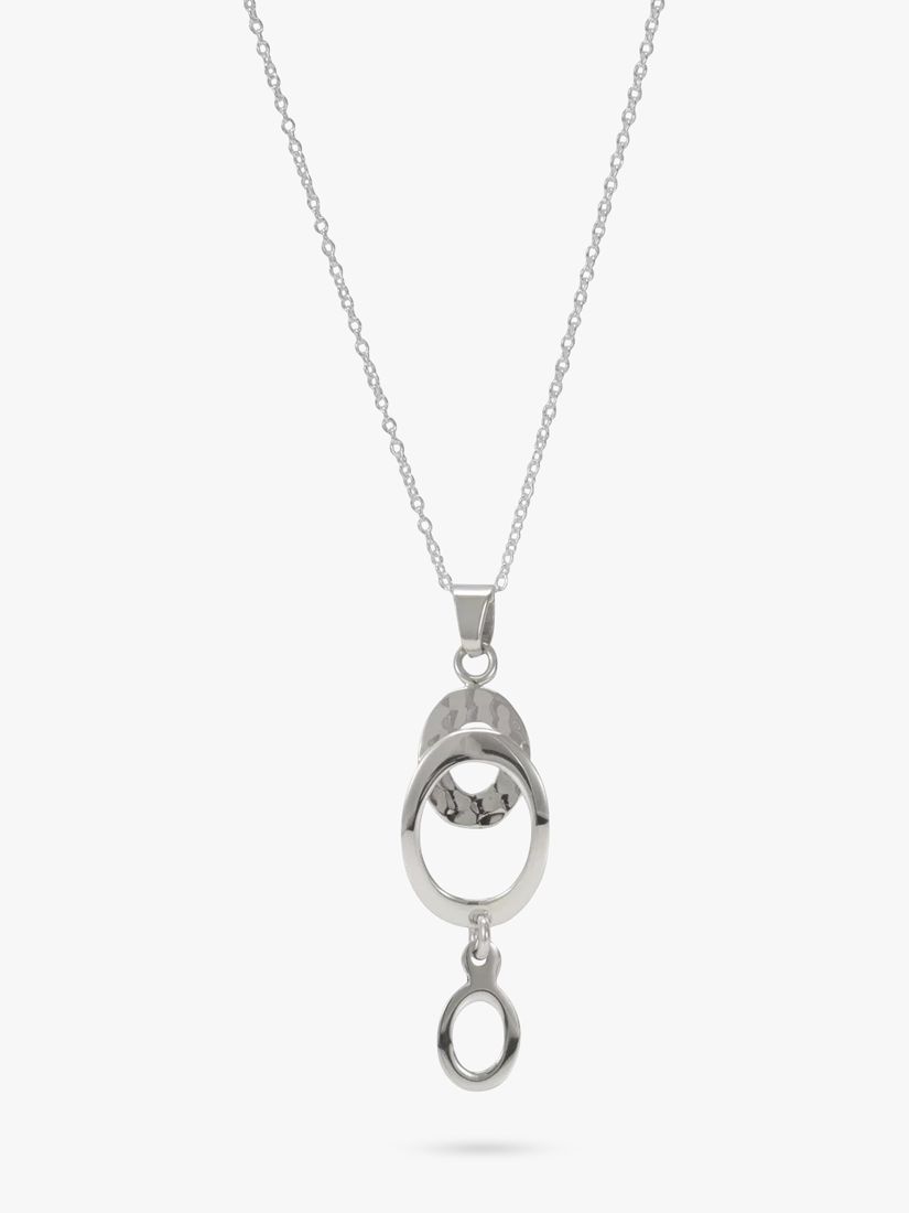 Andea Silver Open Oval Pendant Necklace