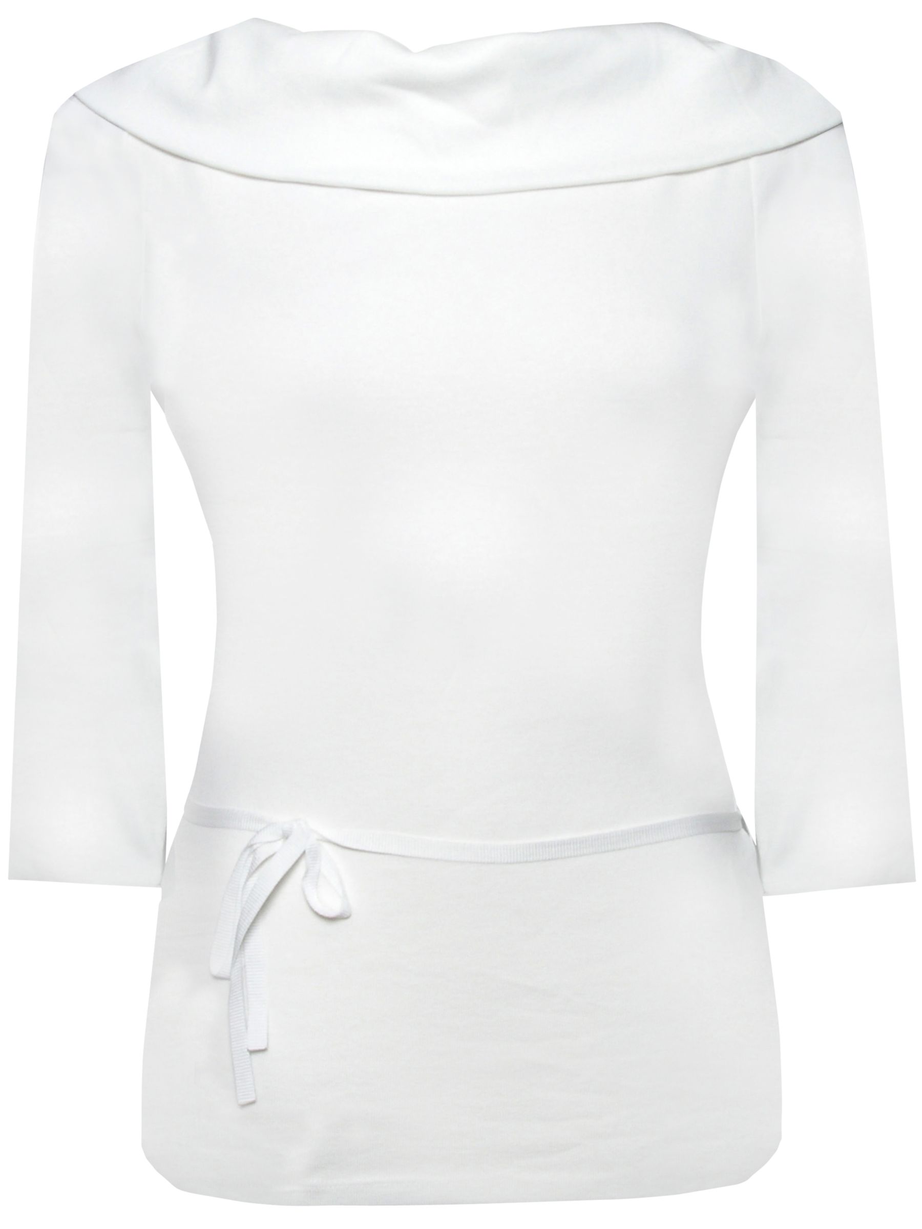 Kaliko Belted 3/4 Sleeve Bardot Top, Ivory, 8