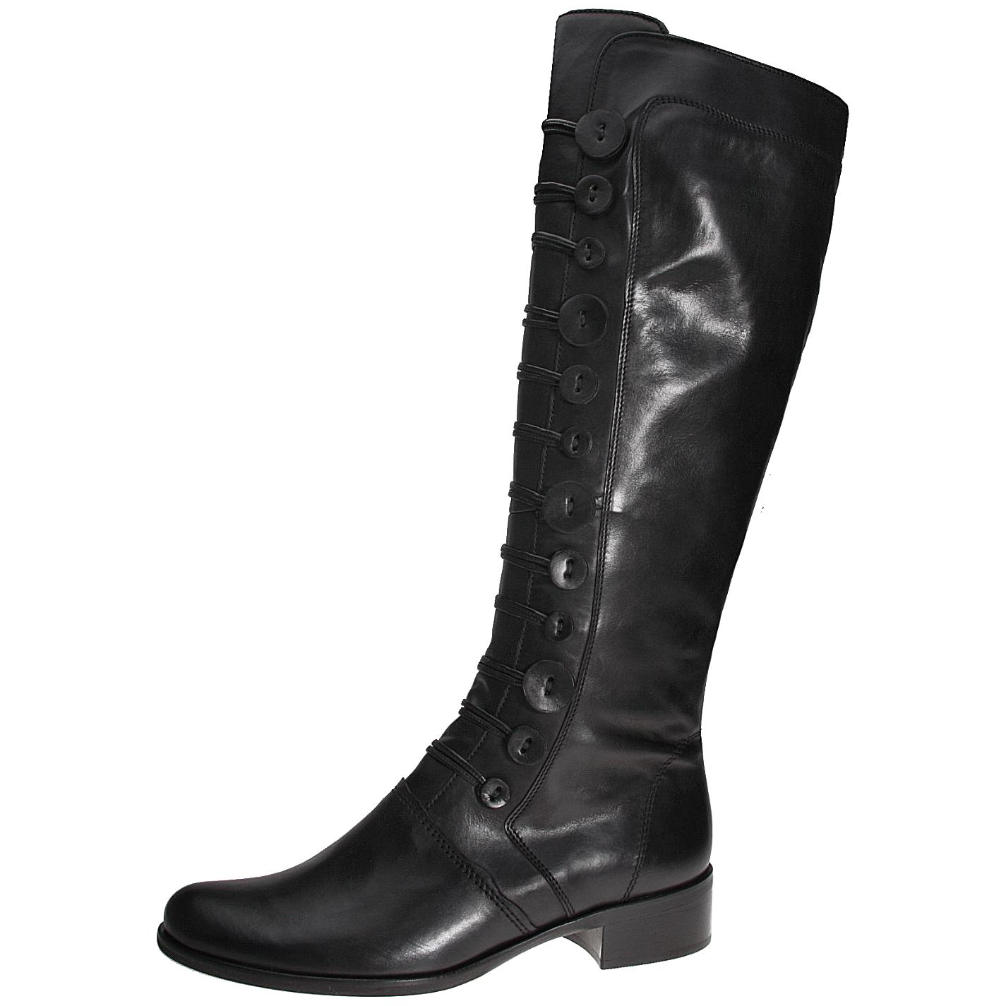 Gabor Viola Button Detail Knee High Boots, Black at John Lewis