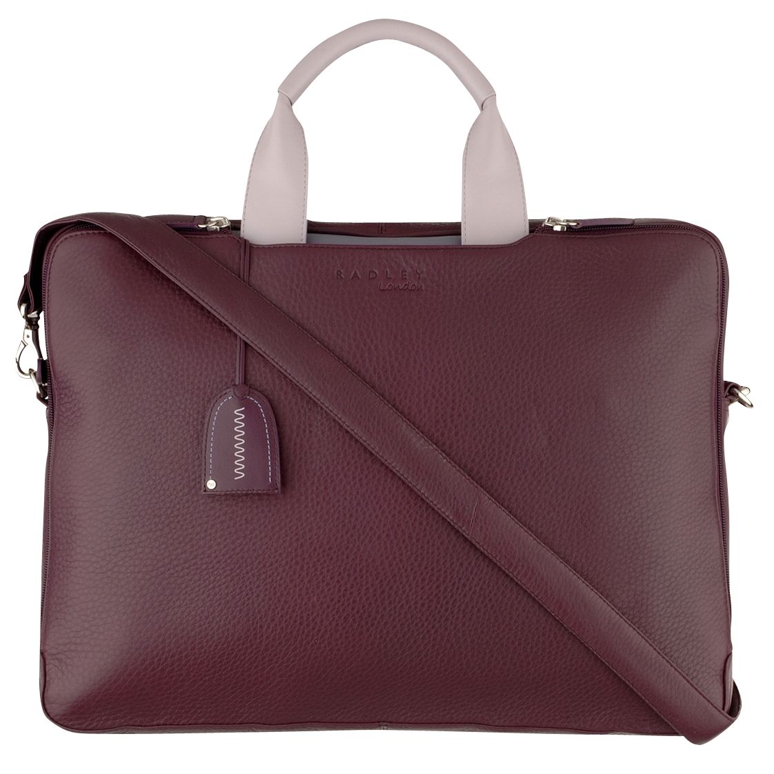 Radley Leather Laptop Workbag, Purple, One size at John Lewis