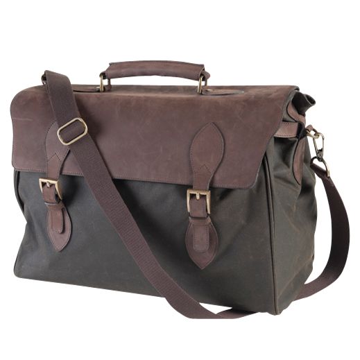 Barbour Equestrian Waxed Leather Weekend Bag, Olive at JohnLewis
