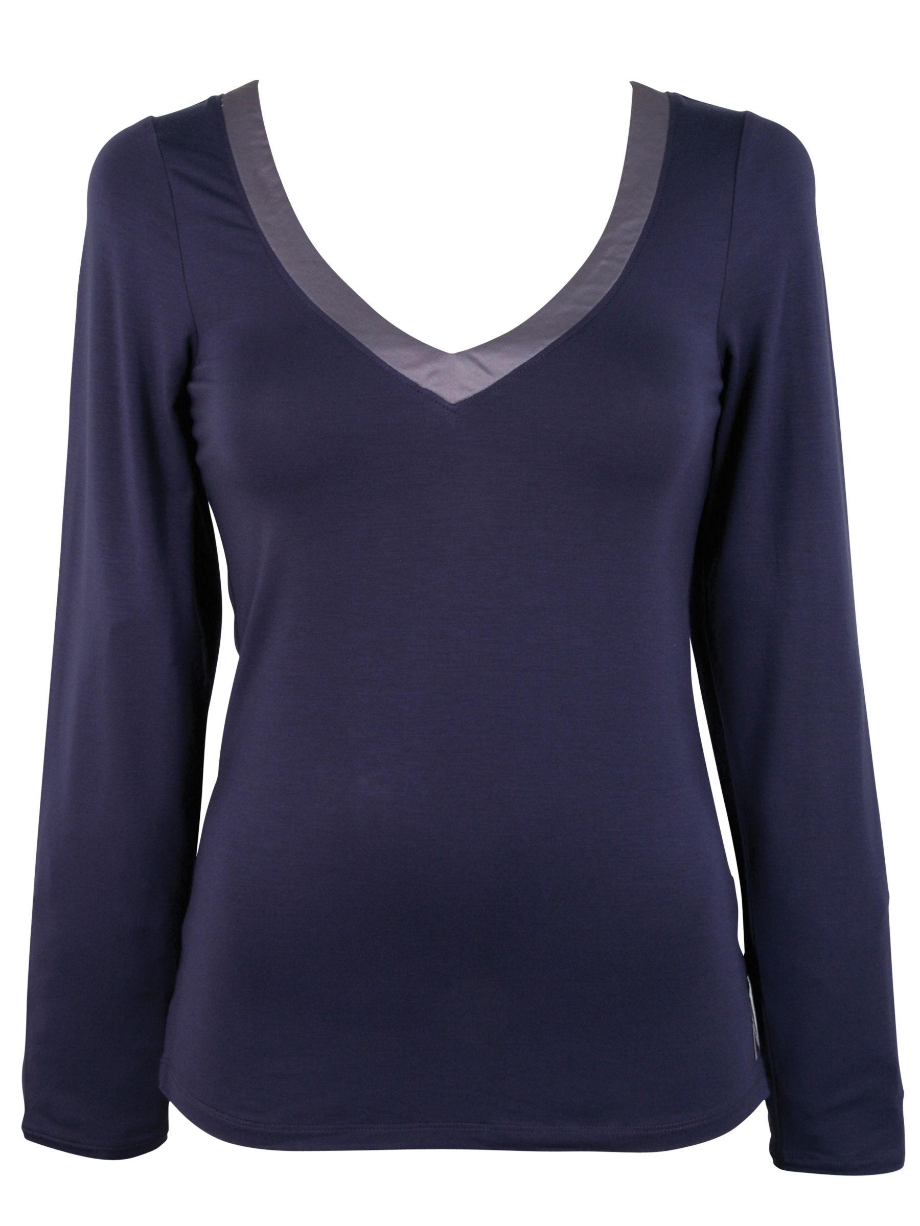 Calvin Klein Long Sleeve Essential Satin Top Blue