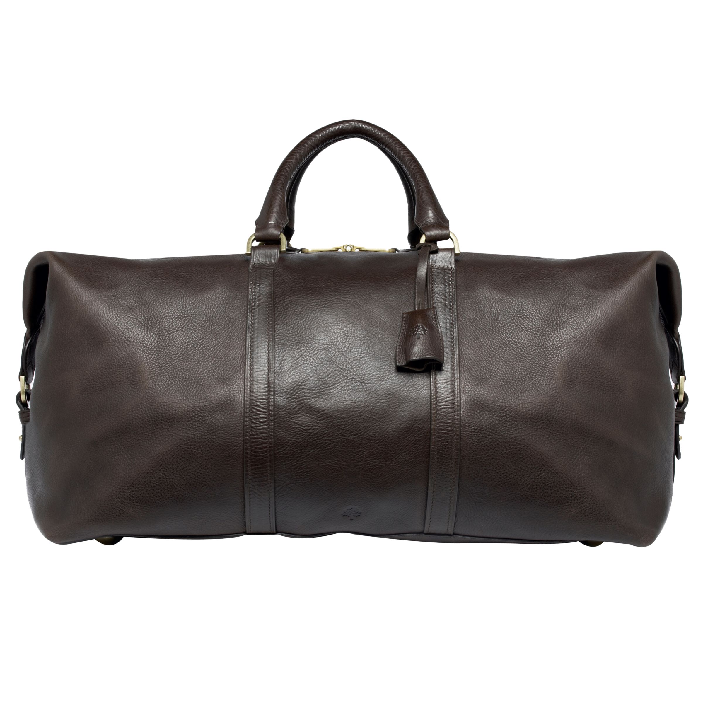 Mulberry Natural Leather Clipper Holdall, Chocolate at John Lewis