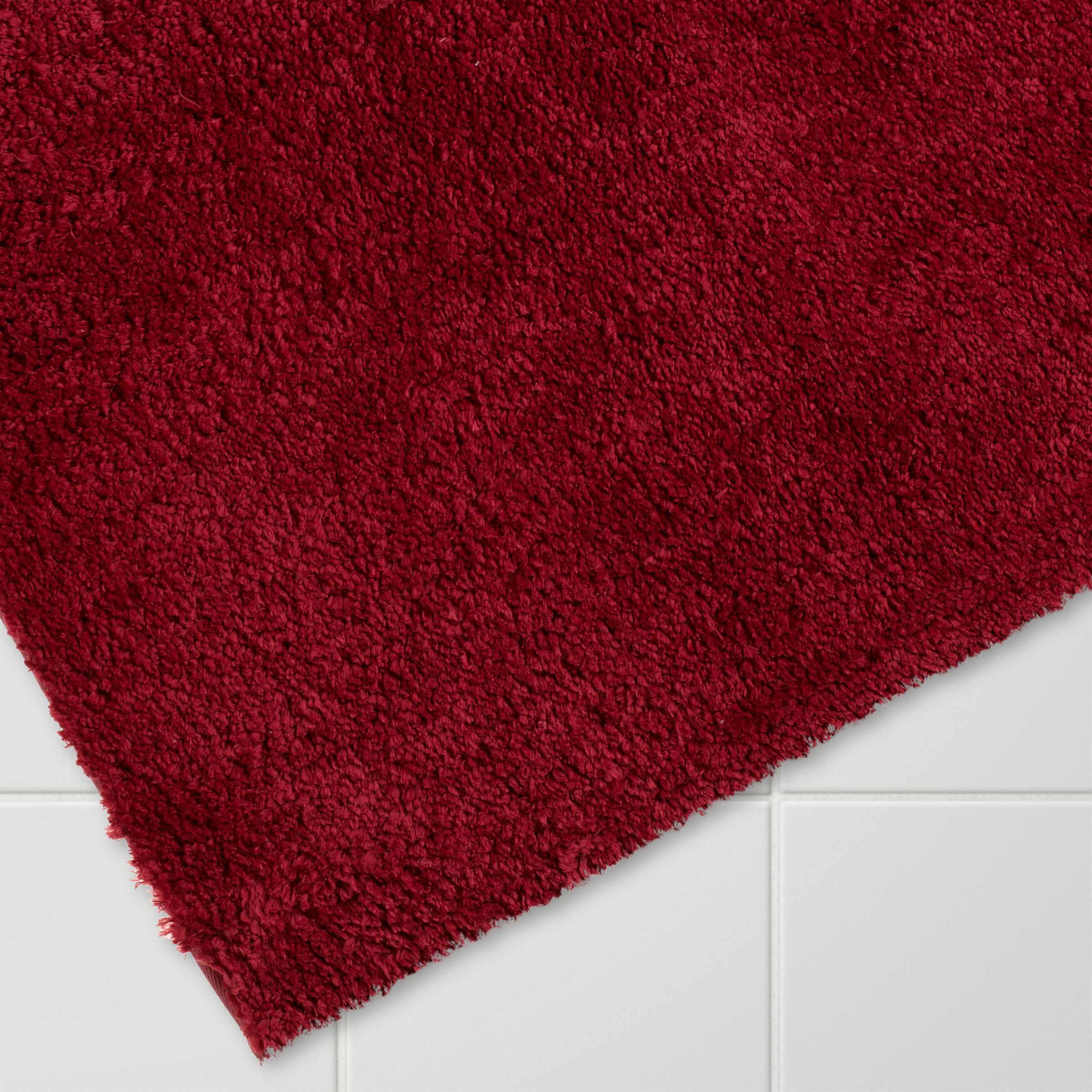John Lewis Microfibre Deep Pile Bath Mats, Claret