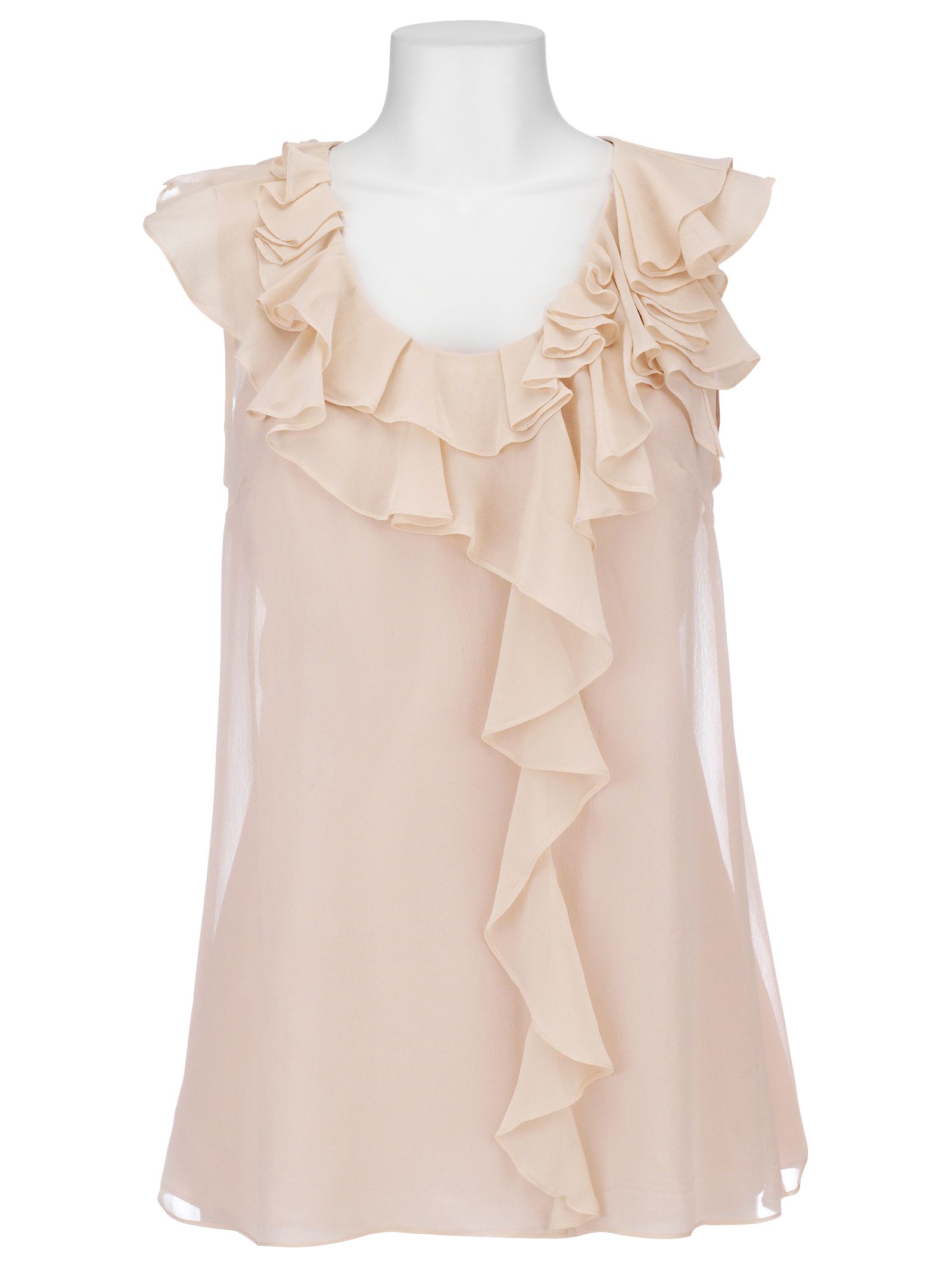 FWM by Fenn Wright Manson FWM Silk Chiffon Ruffle Blouse, Nude