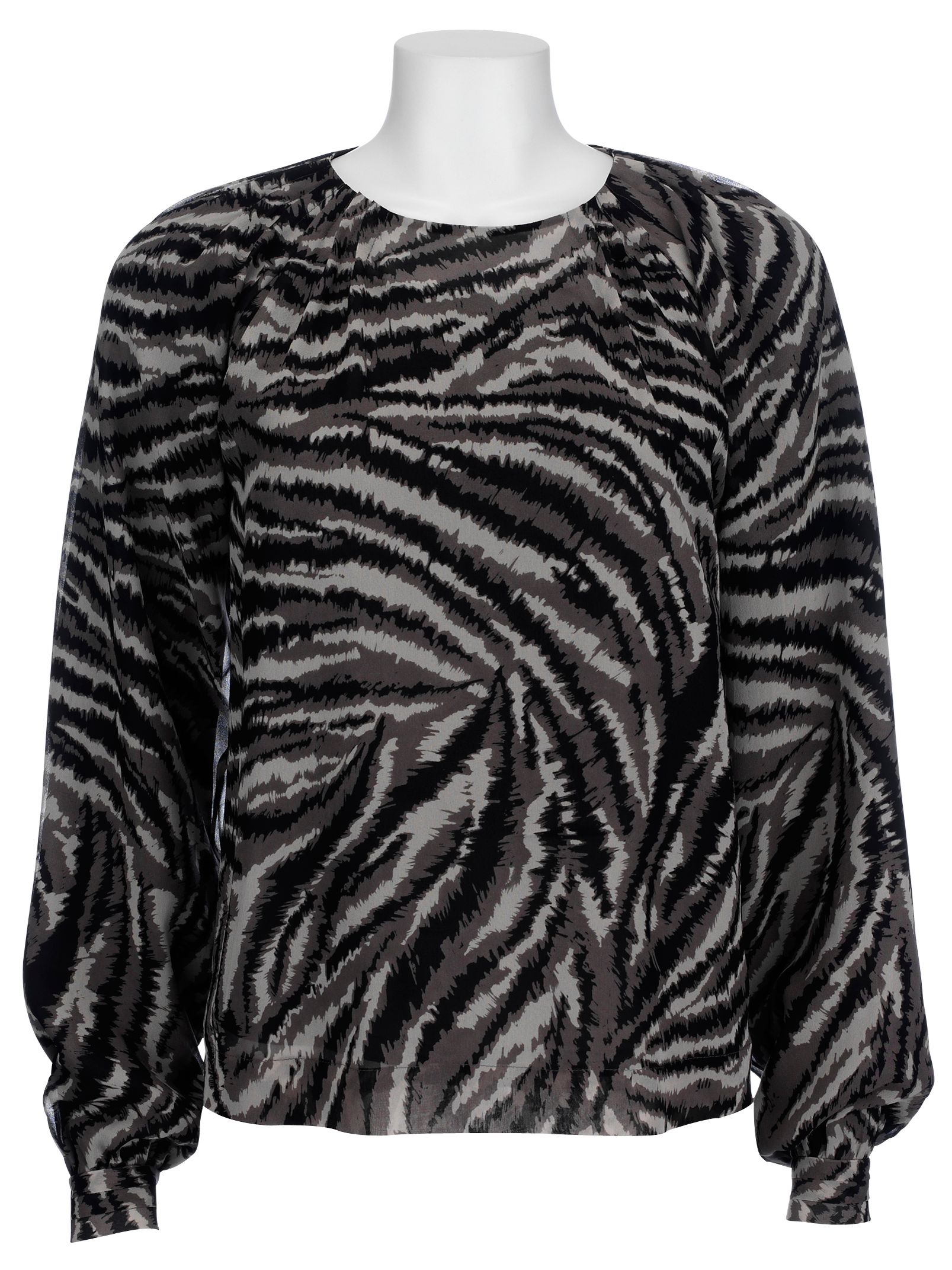 FWM by Fenn Wright Manson FWM Tiger Print Long Sleeve Silk Blouse,