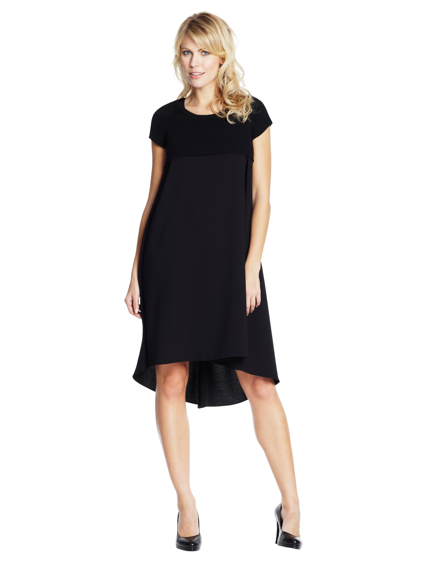 Crea Concept Cap Sleeve Dress, Black at JohnLewis